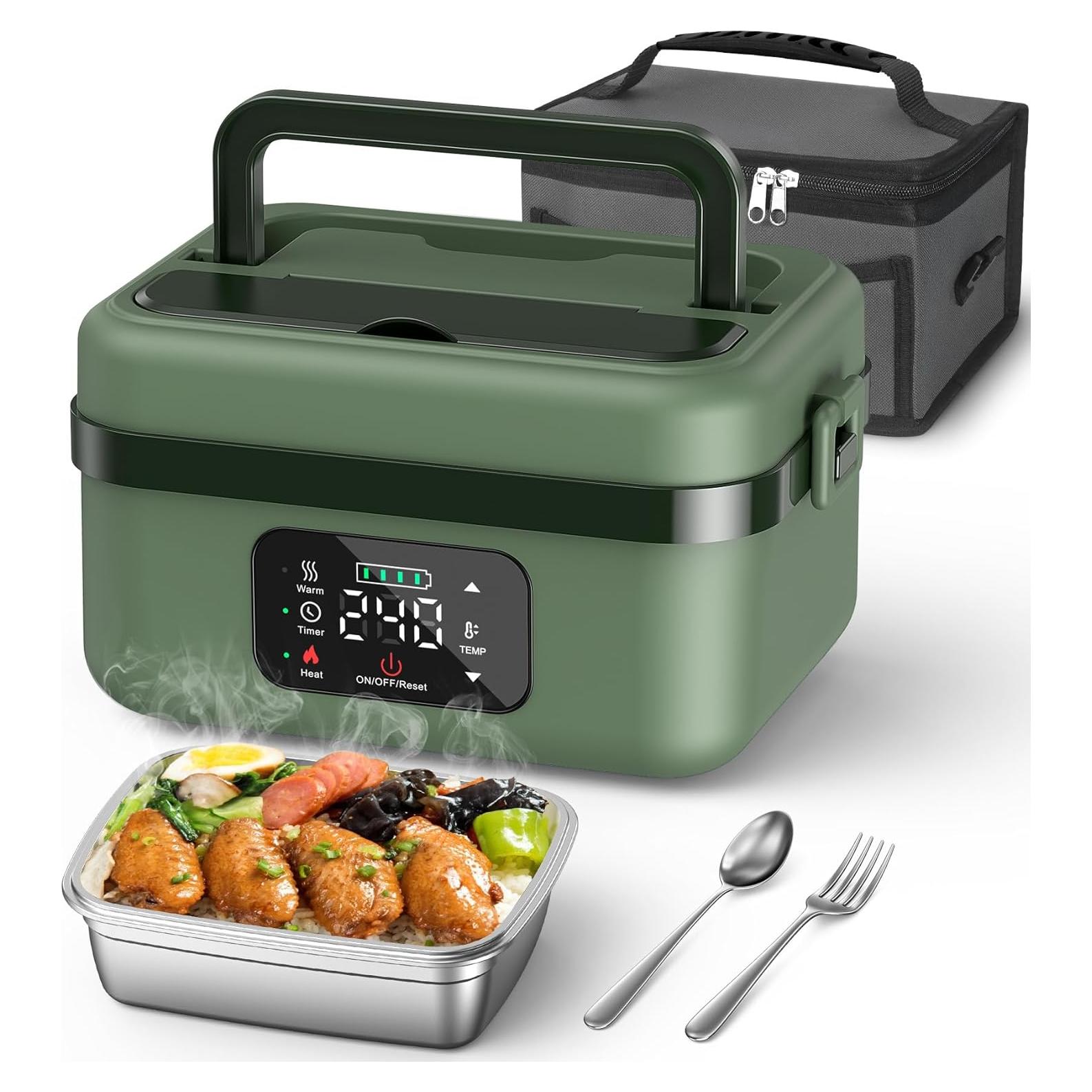 Caja de Almuerzo Eléctrica ODSD 1L Recargable Verde con Temporizador