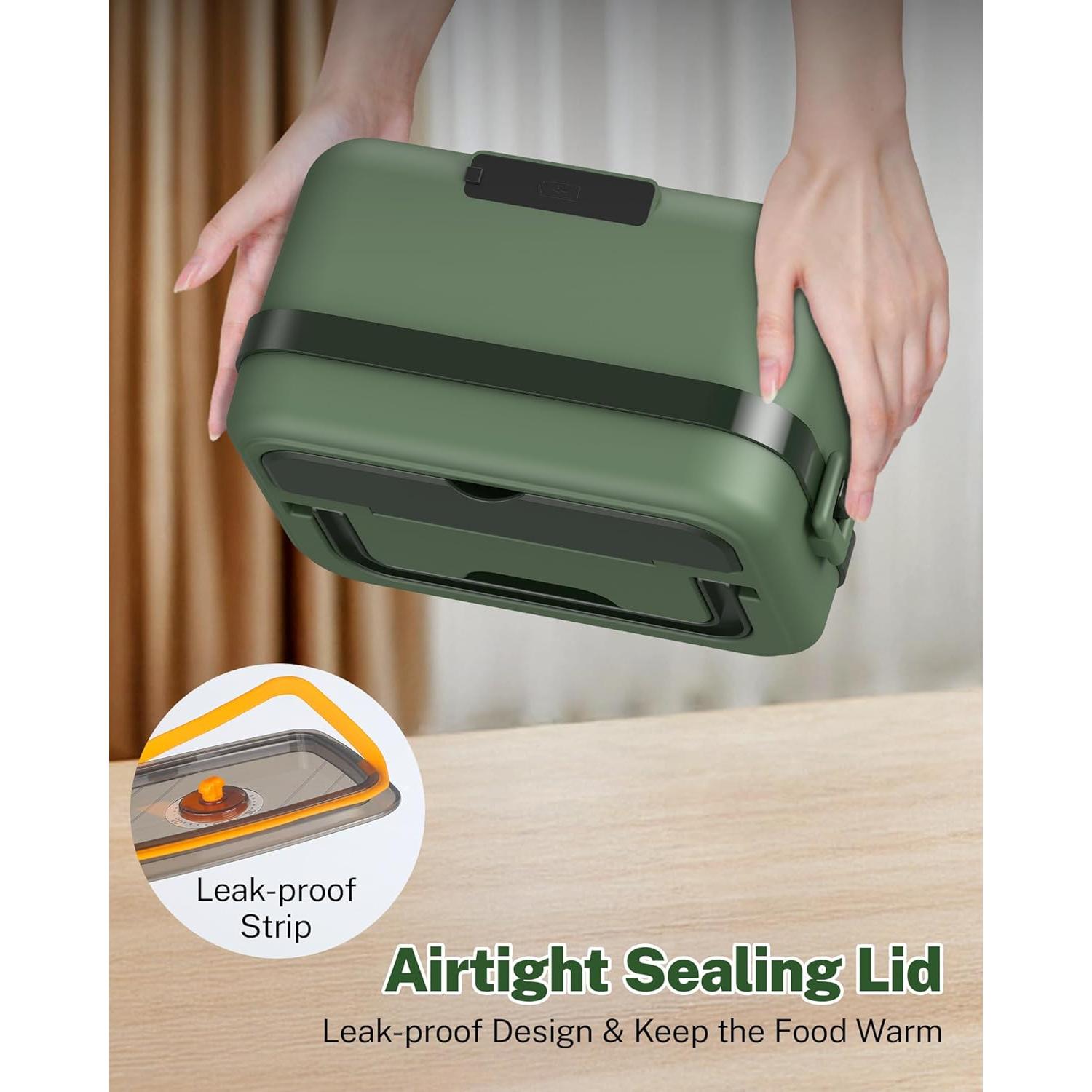 Caja de Almuerzo Eléctrica ODSD 1L Recargable Verde con Temporizador