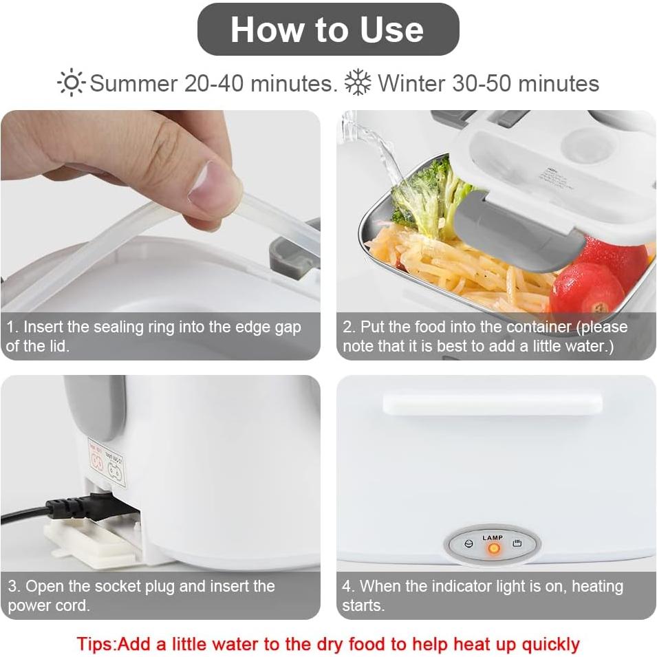 Calentador de Comida Eléctrico FVW 1.5L Portátil 110V/12V/24V