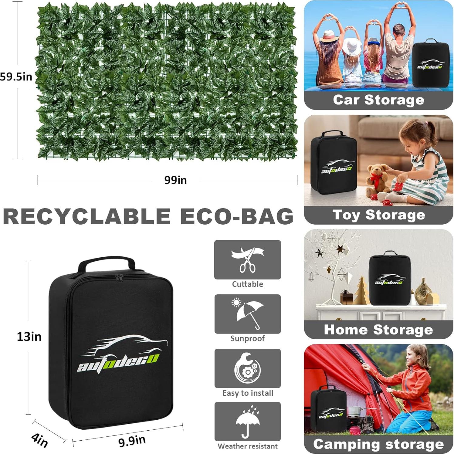 Pantalla de Privacidad AUTODECO 252x151 cm Hiedra Artificial