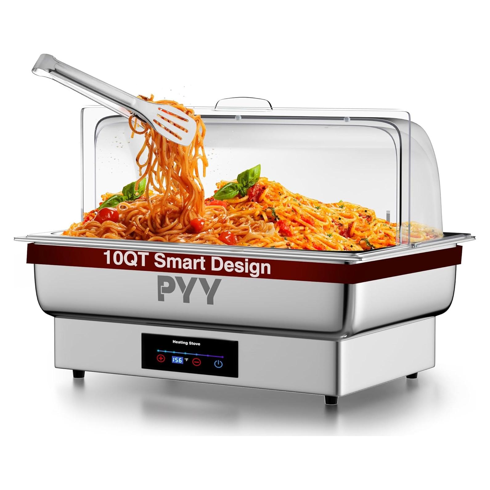 Buffet Eléctrico PYY 10L con Tapa Abatible de Acero Inoxidable