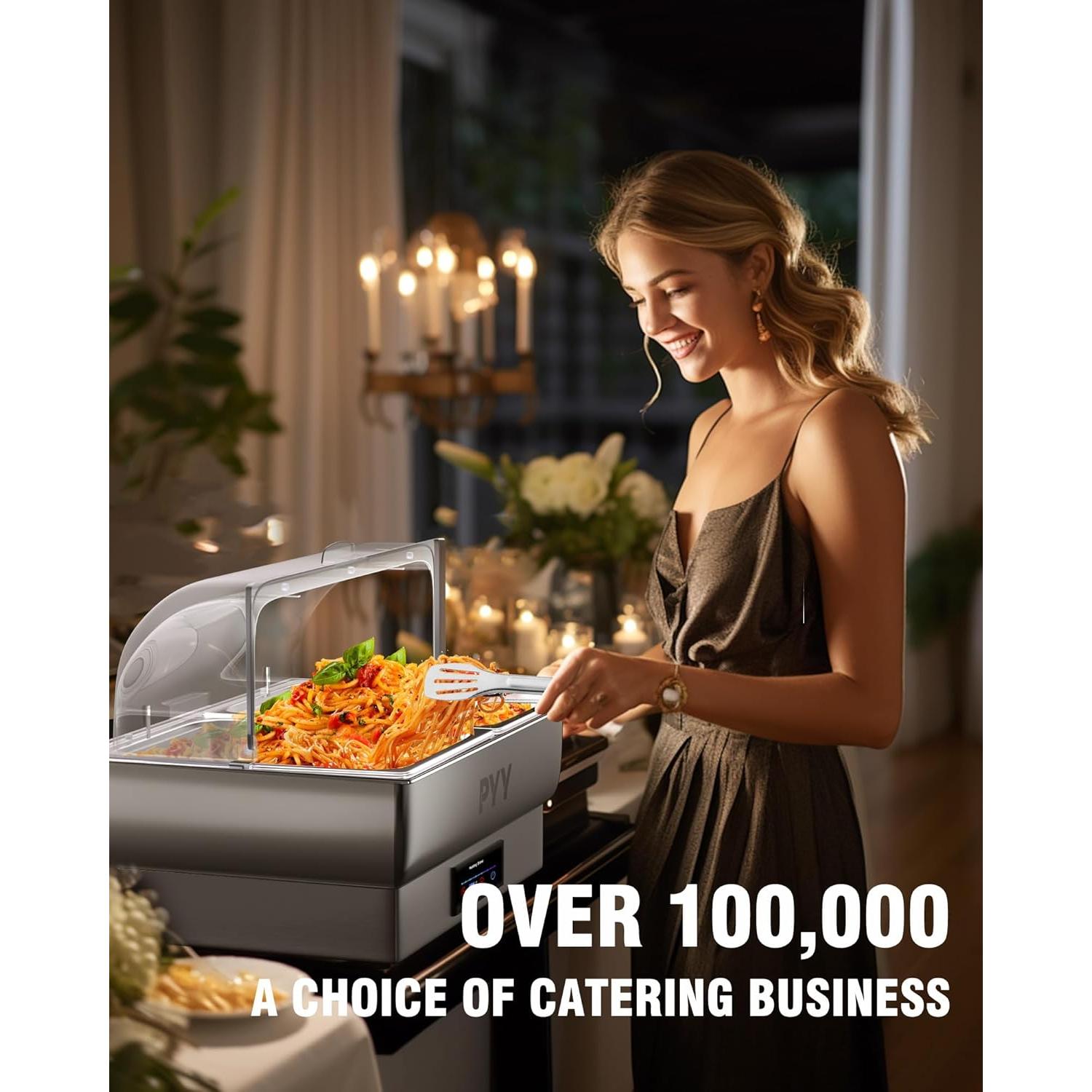 Buffet Eléctrico PYY 10L con Tapa Abatible de Acero Inoxidable