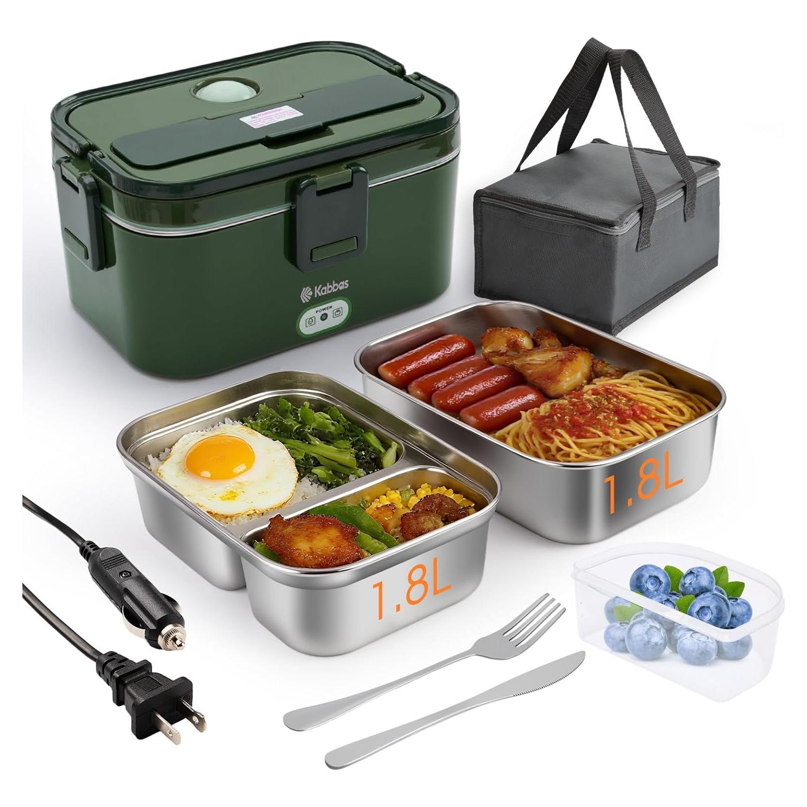 Caja de Almuerzo Eléctrica Kabbas 1.8L Doble Contenedor 100W