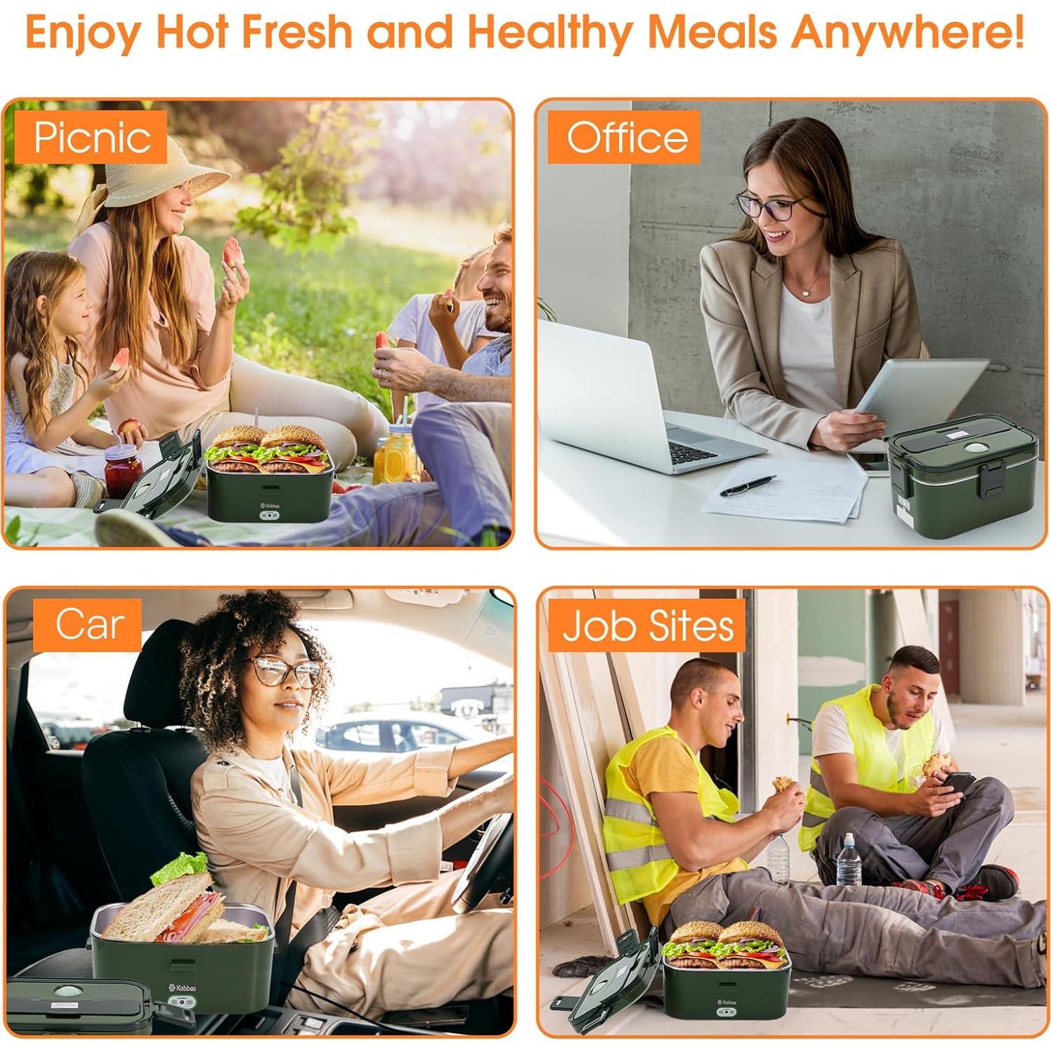Caja de Almuerzo Eléctrica Kabbas 1.8L Doble Contenedor 100W