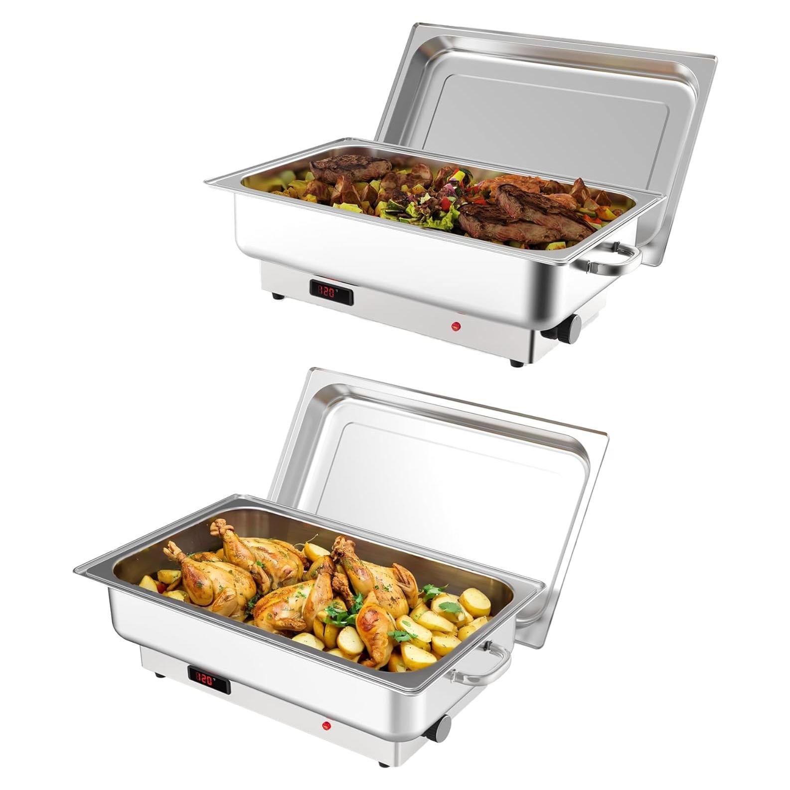 Juego de Buffet Eléctrico 2 Pack 9 QT GarveeHome Acero Inoxidable