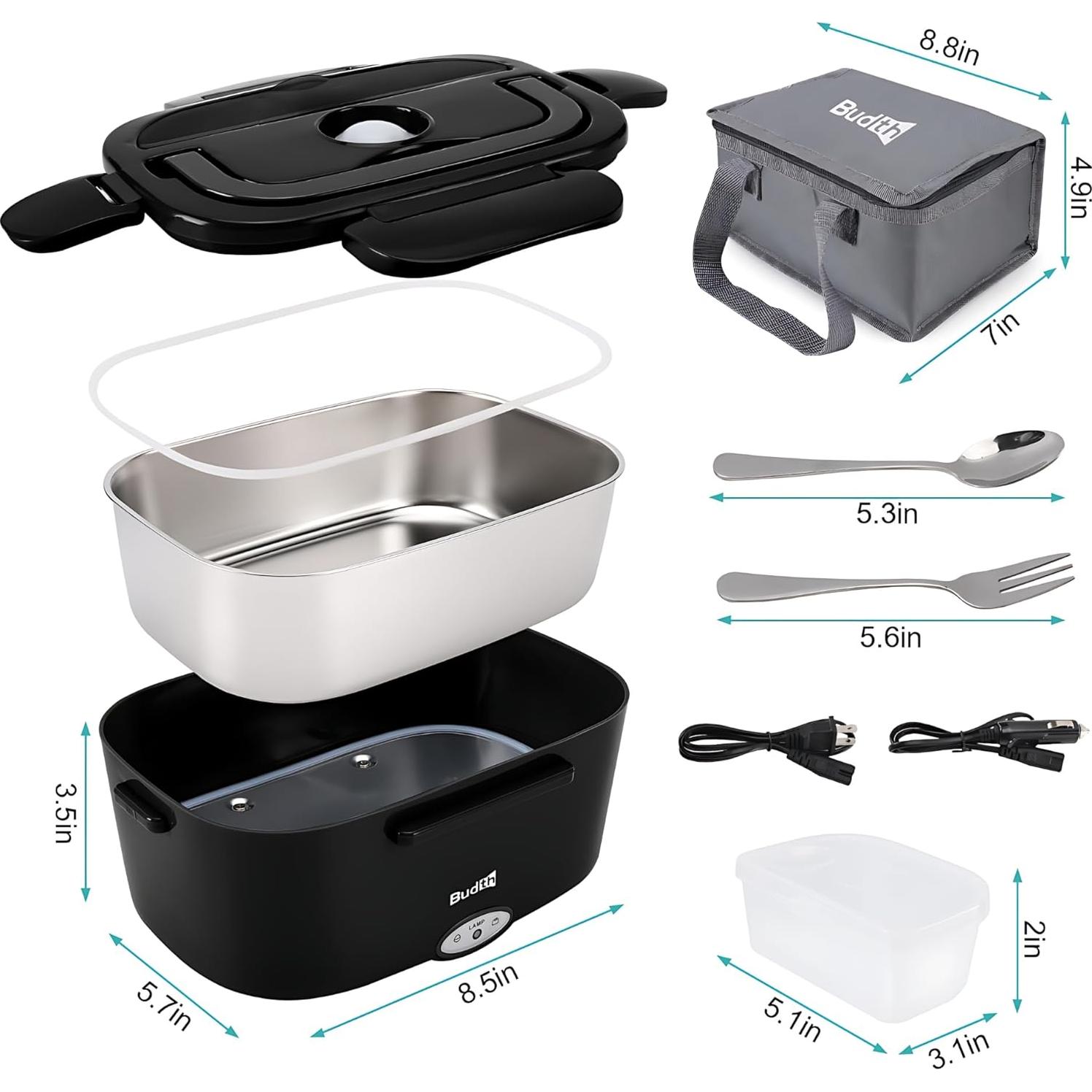 Caja de Almuerzo Eléctrica Budth 1.5L Acero Inoxidable 304