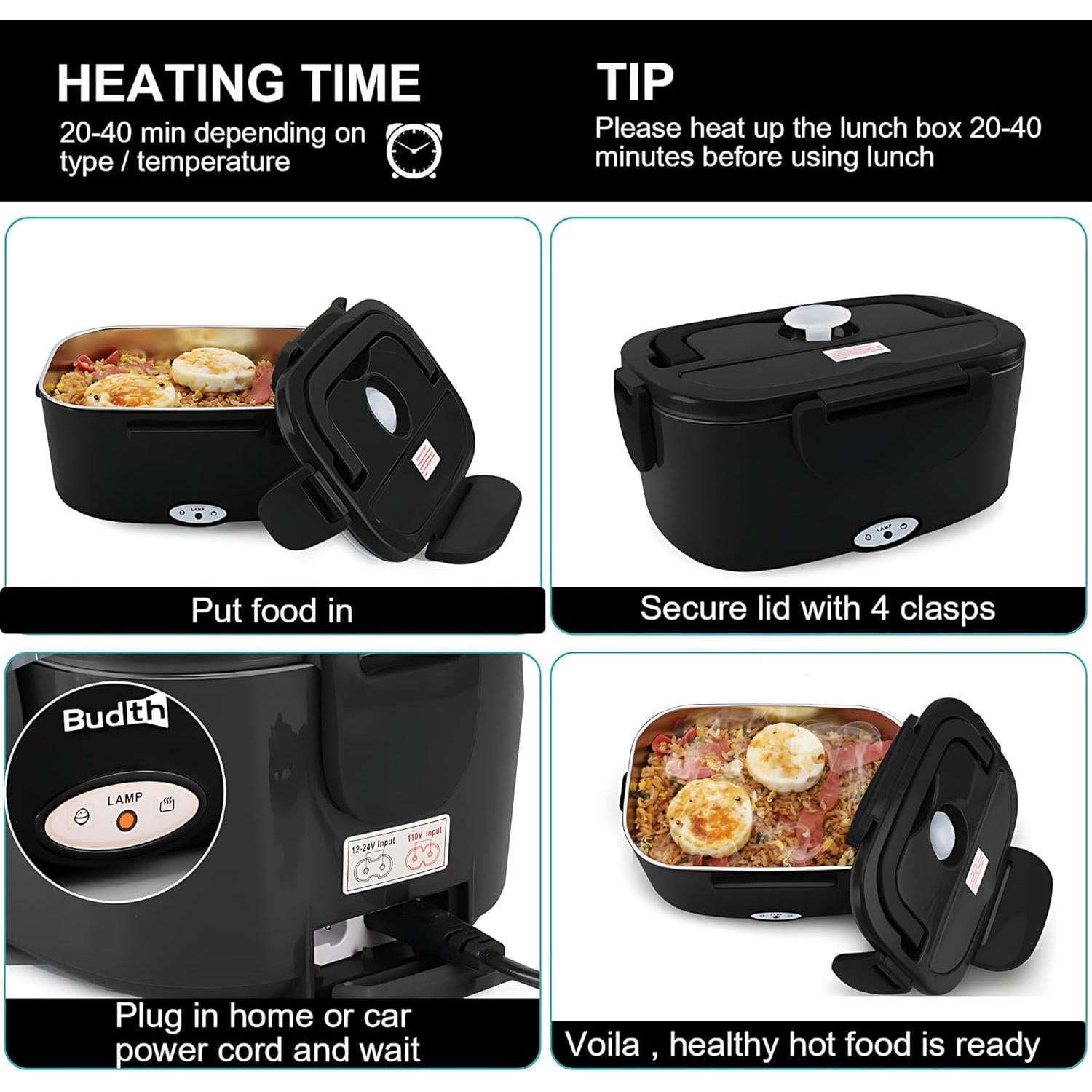 Caja de Almuerzo Eléctrica Budth 1.5L Acero Inoxidable 304