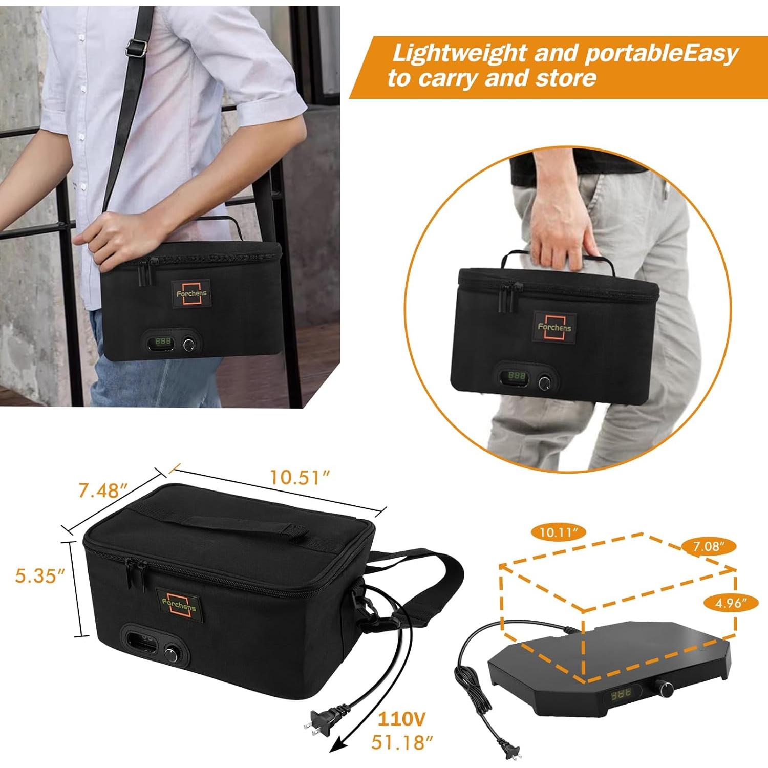 Caja de Almuerzo Calentada Eléctrica Forchens 110V con Pantalla Digital