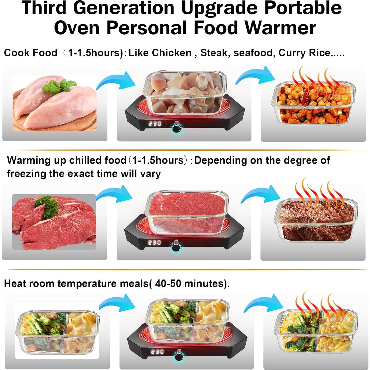 Caja de Almuerzo Calentada Eléctrica Forchens 110V con Pantalla Digital