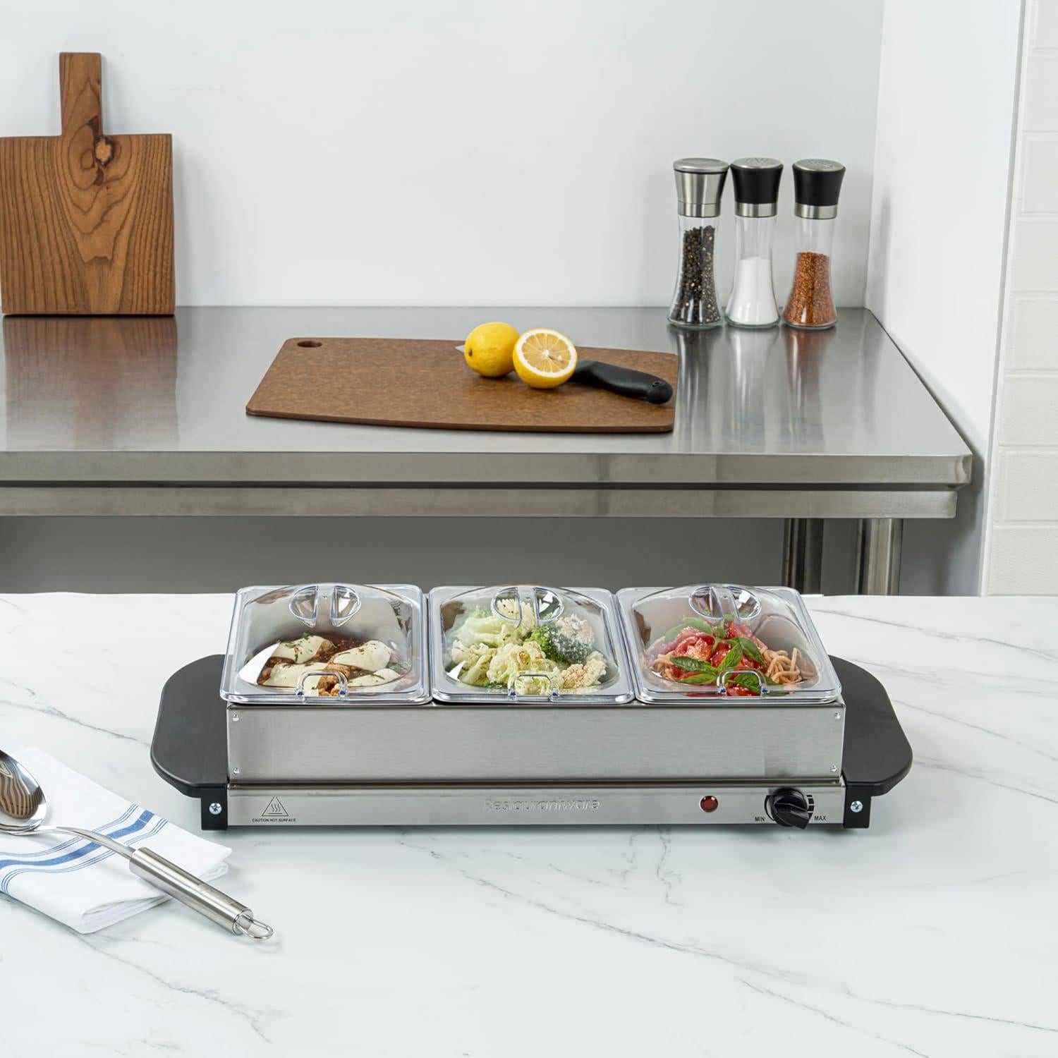 Calentador Eléctrico de Comida Restaurantware con 3 Sartenes