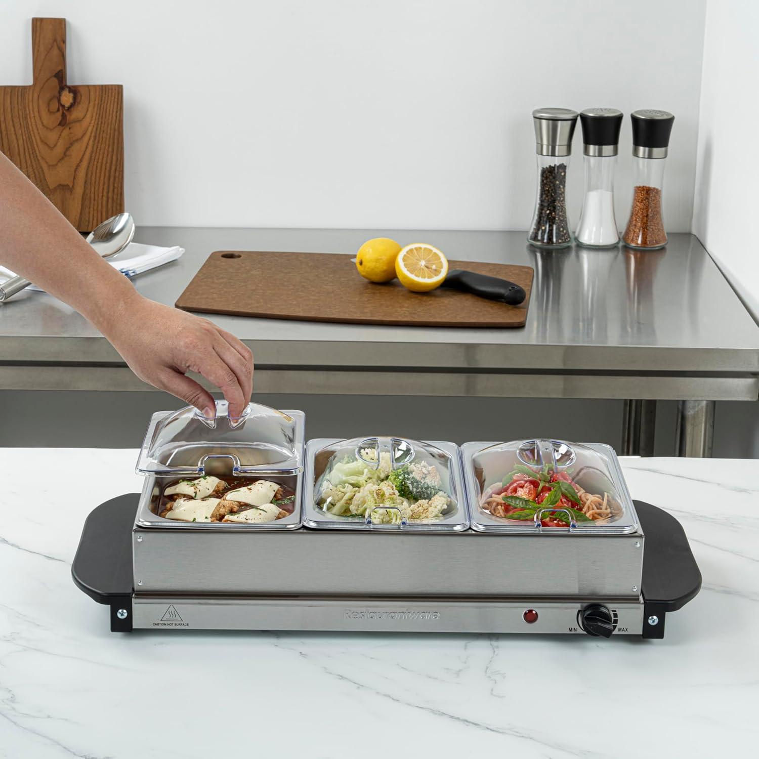 Calentador Eléctrico de Comida Restaurantware con 3 Sartenes
