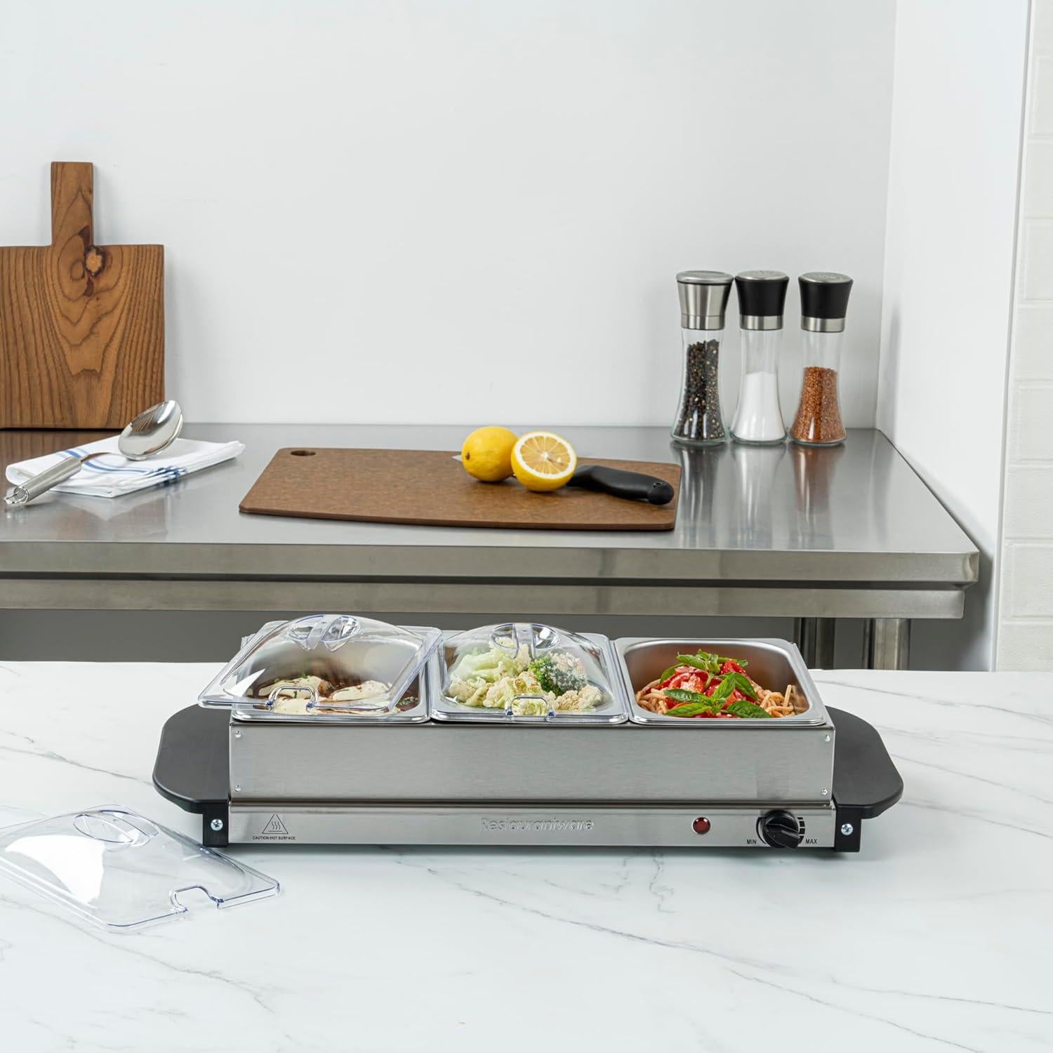 Calentador Eléctrico de Comida Restaurantware con 3 Sartenes