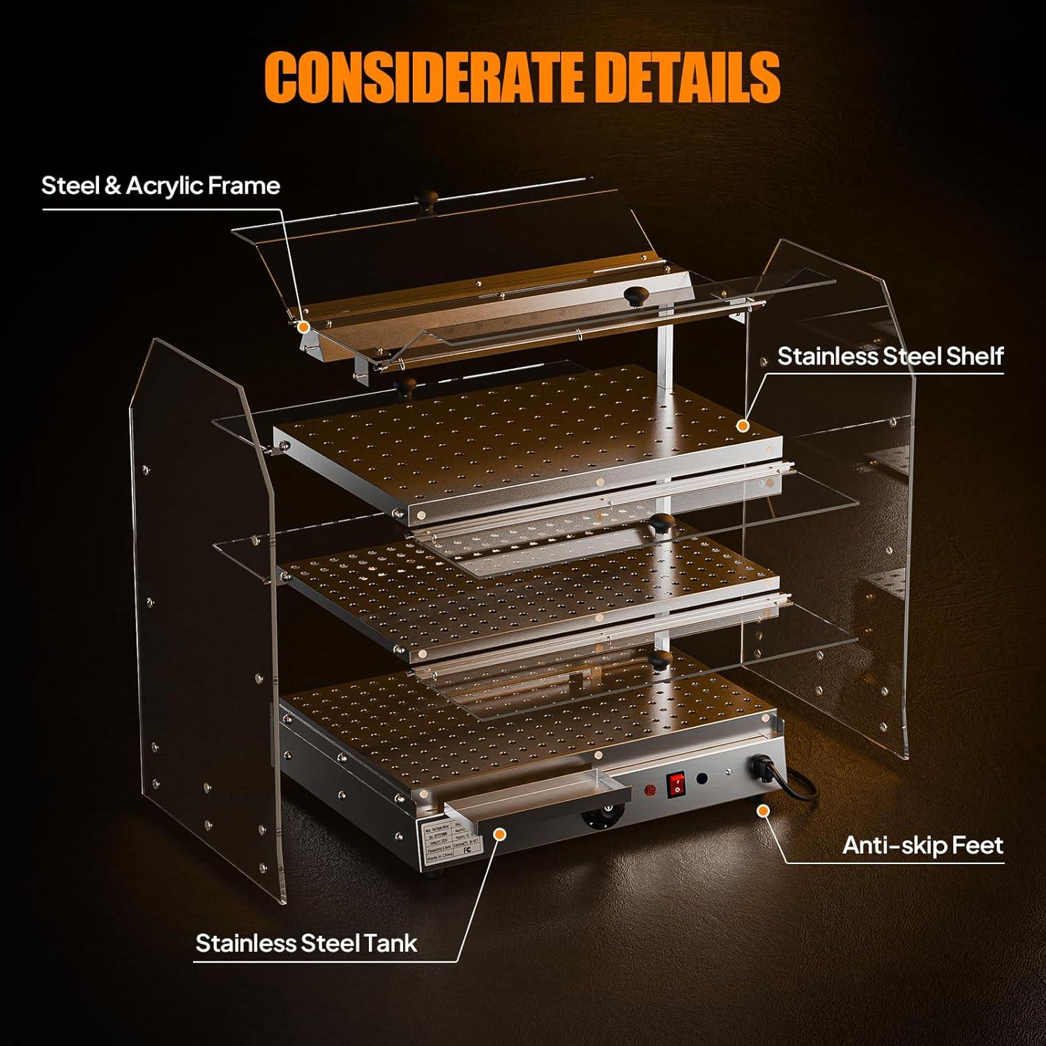 Calentador de Comida ROVSUN 3 Niveles 500W Acrílico LED