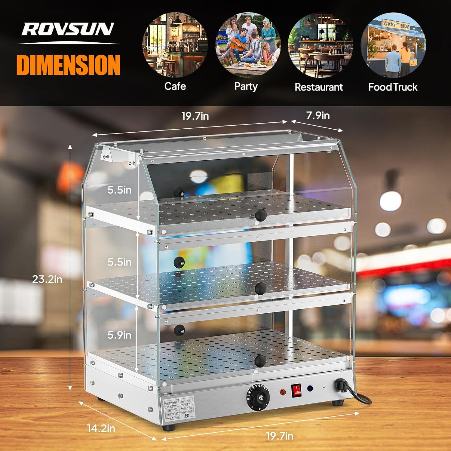 Calentador de Comida ROVSUN 3 Niveles 500W Acrílico LED