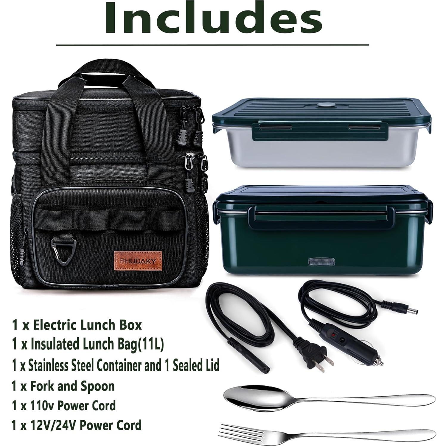 Caja de Almuerzo Eléctrica RHUDAKY 1.7kg 60oz Verde 80W