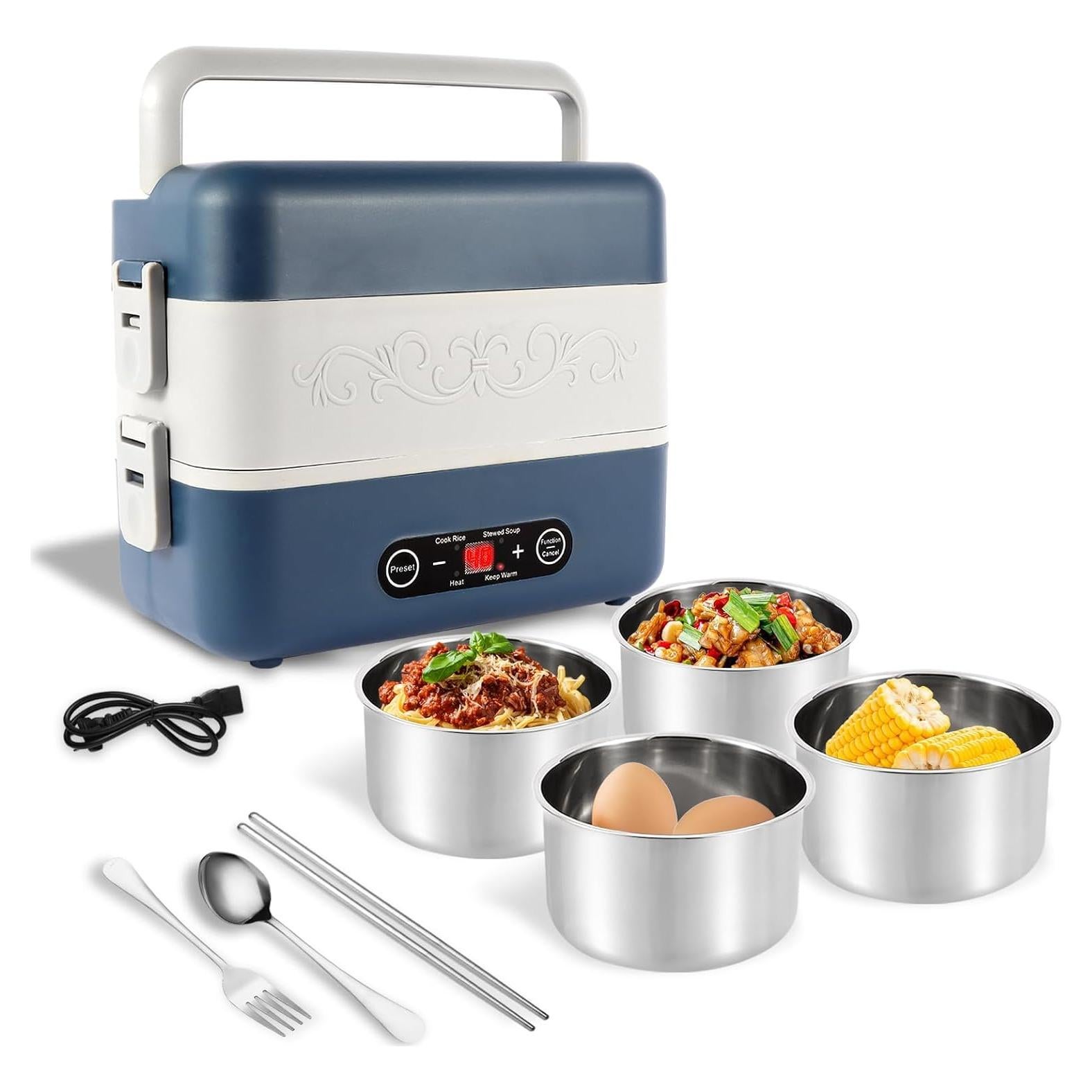 Caja de Almuerzo Eléctrica Rzlinn 2.4L 4 Compartimentos Azul