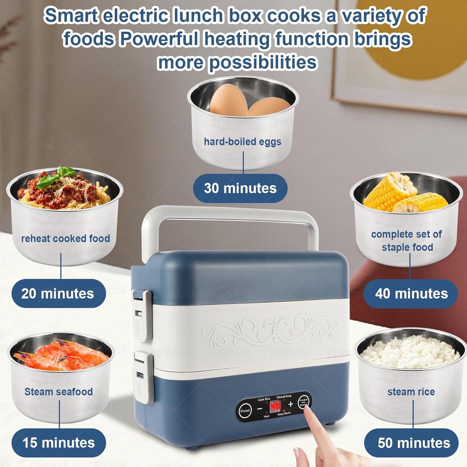 Caja de Almuerzo Eléctrica Rzlinn 2.4L 4 Compartimentos Azul