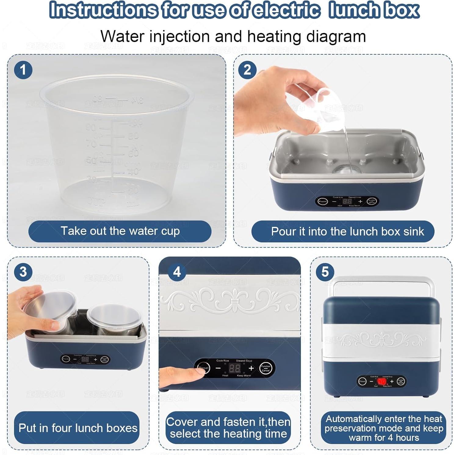 Caja de Almuerzo Eléctrica Rzlinn 2.4L 4 Compartimentos Azul