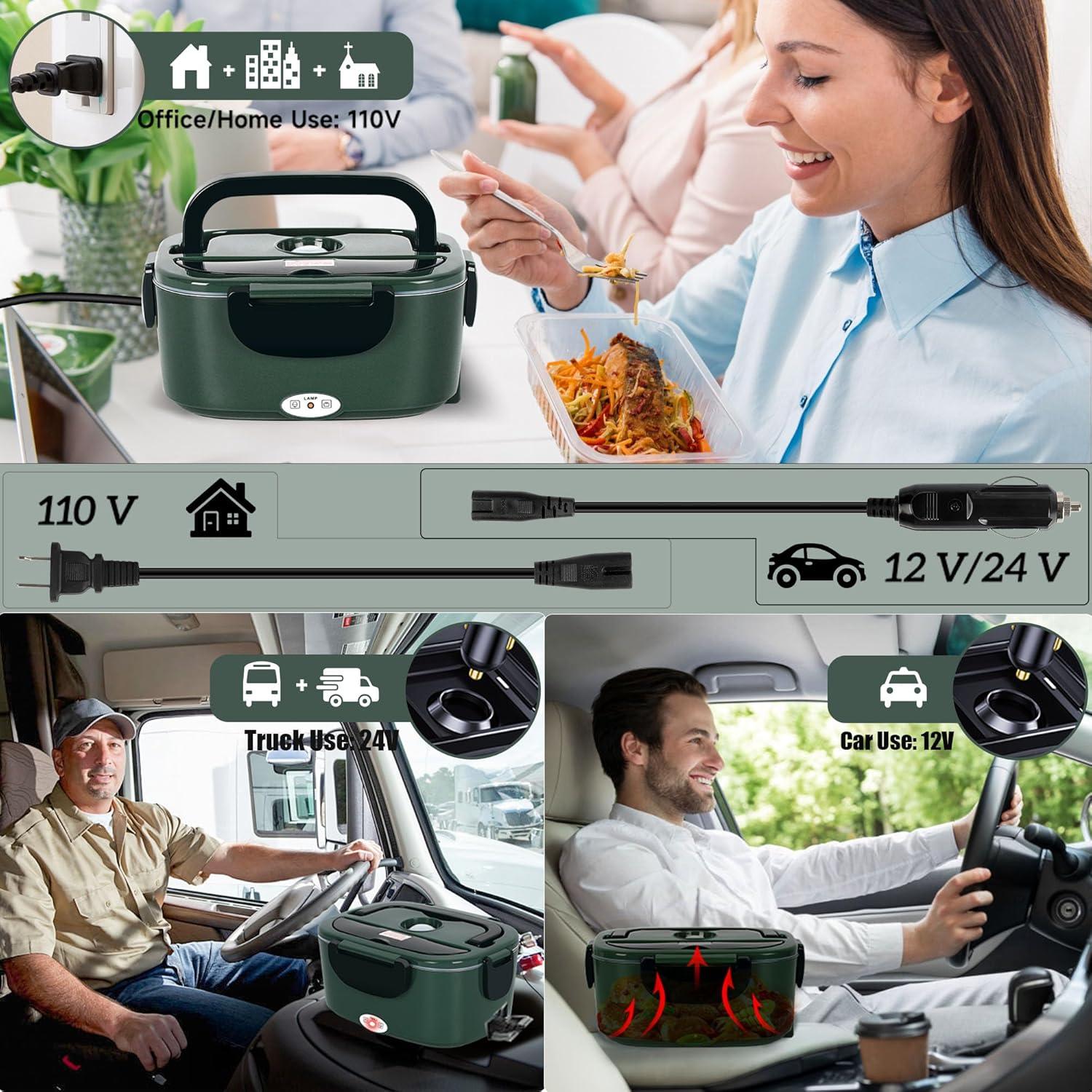Calentador de Comida Eléctrico Qrastlu 80W 1.5L Verde Doble