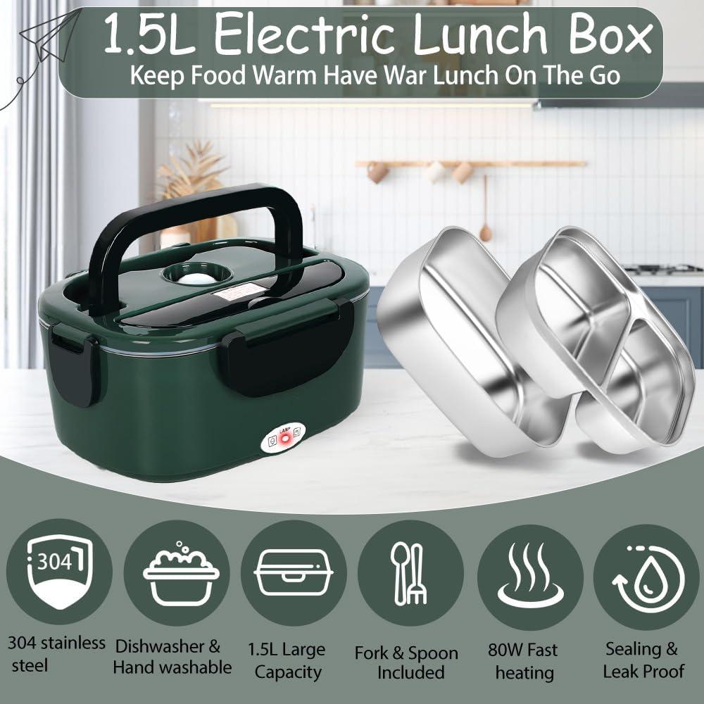 Calentador de Comida Eléctrico Qrastlu 80W 1.5L Verde Doble