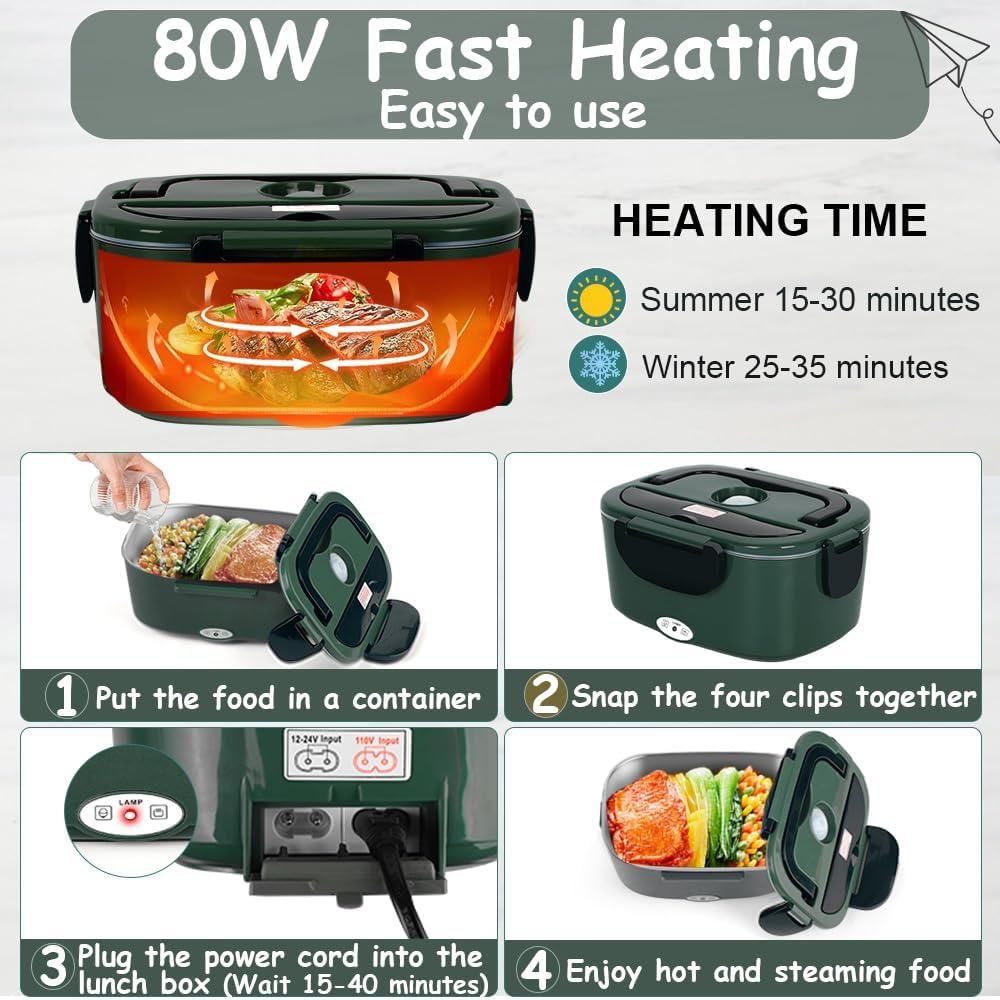 Calentador de Comida Eléctrico Qrastlu 80W 1.5L Verde Doble