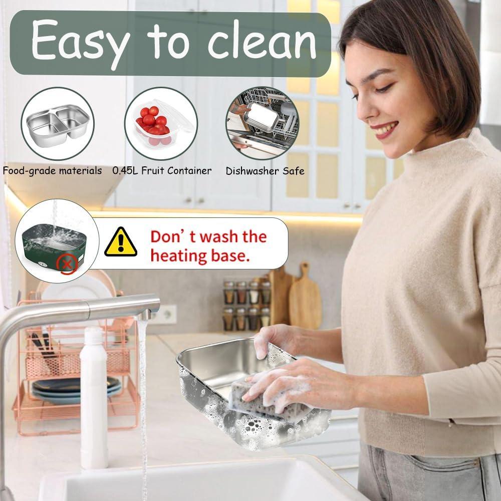 Calentador de Comida Eléctrico Qrastlu 80W 1.5L Verde Doble