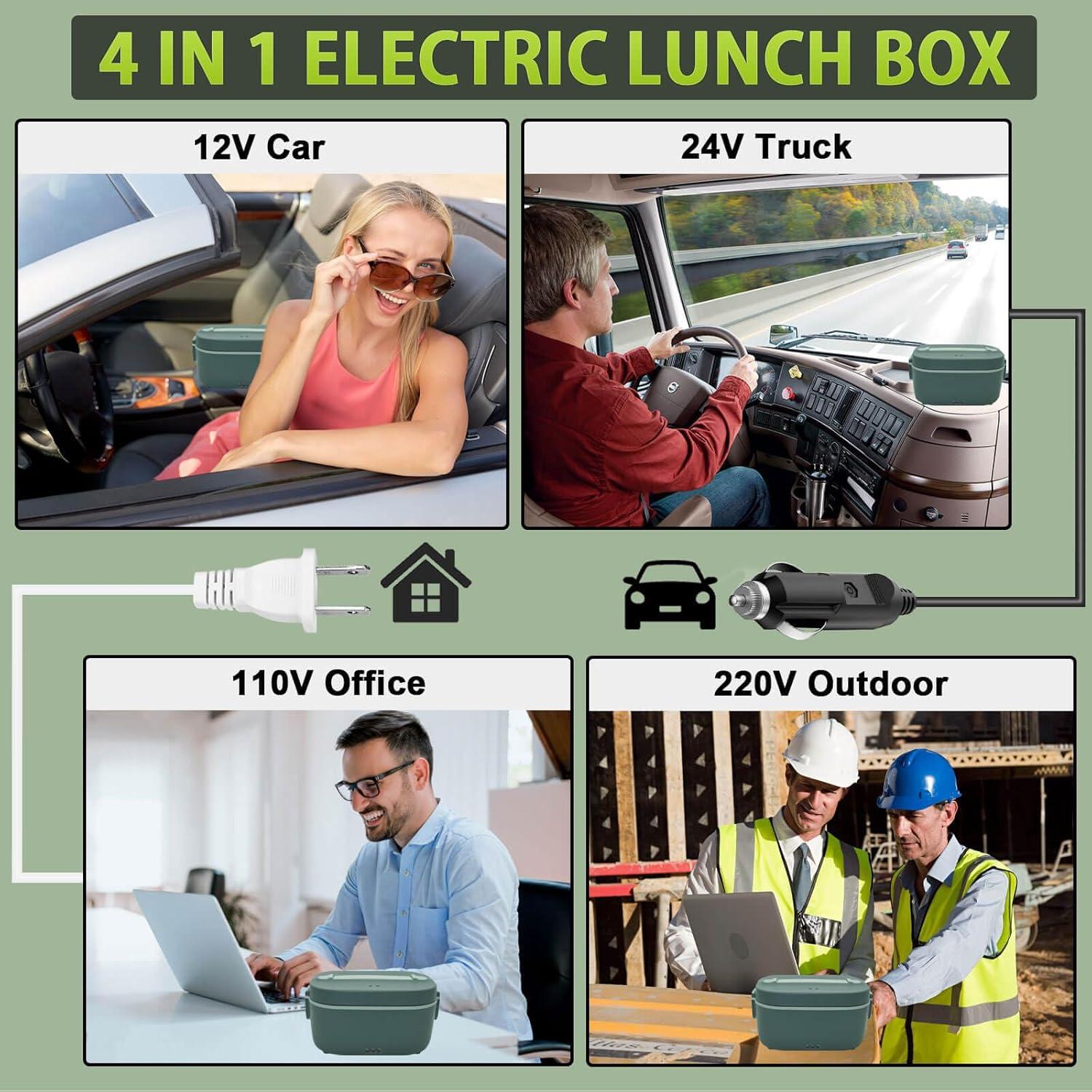 Caja de Almuerzo Eléctrica COROTC 1.8L 120W Verde 5 en 1