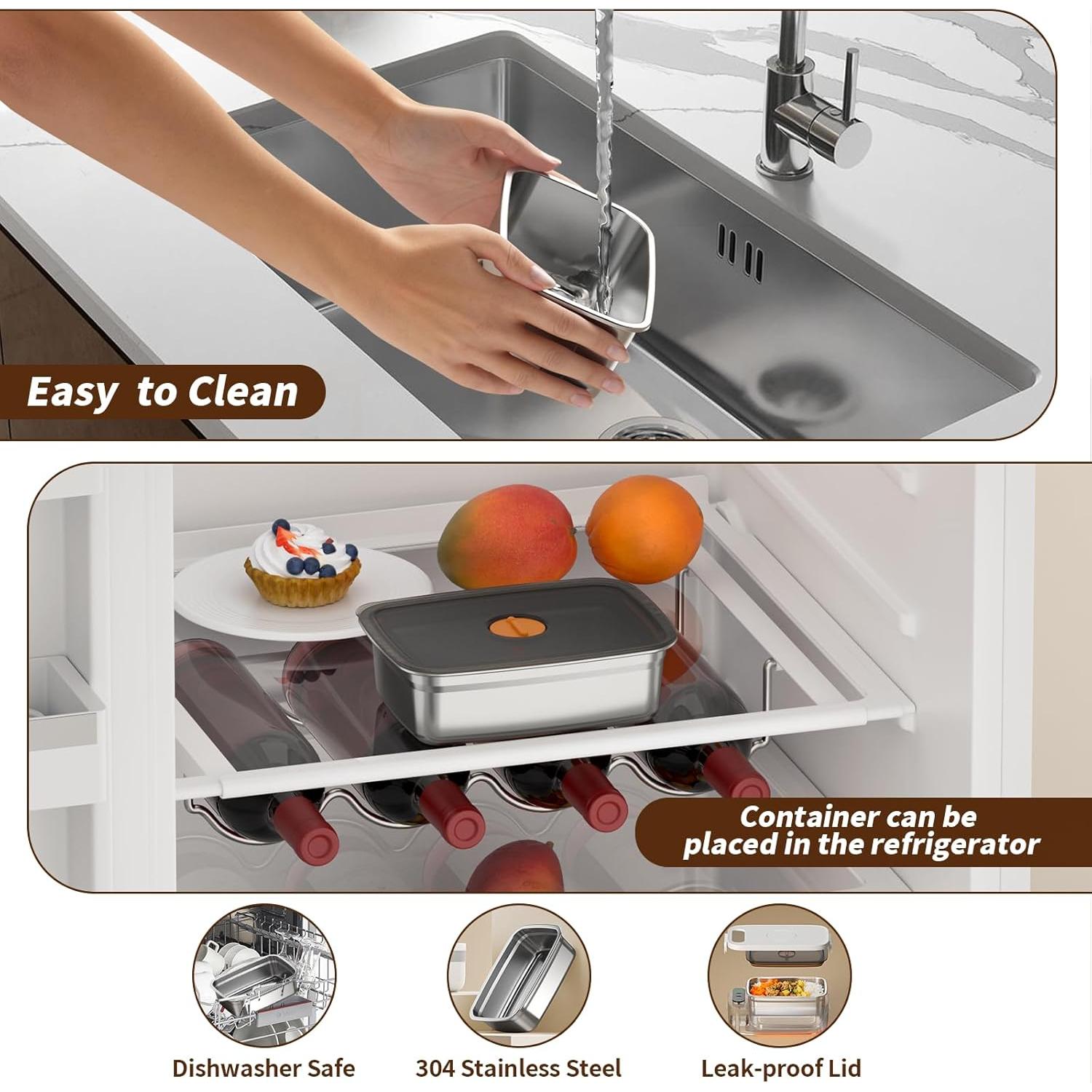 Caja de Almuerzo Calentada Inalámbrica VVU&CCO 1L Acero Inoxidable