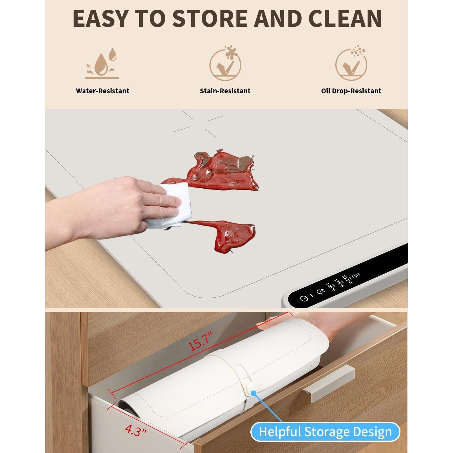 Alfombrilla Calentadora de Comida KOUCOE 60x40cm Ajustable