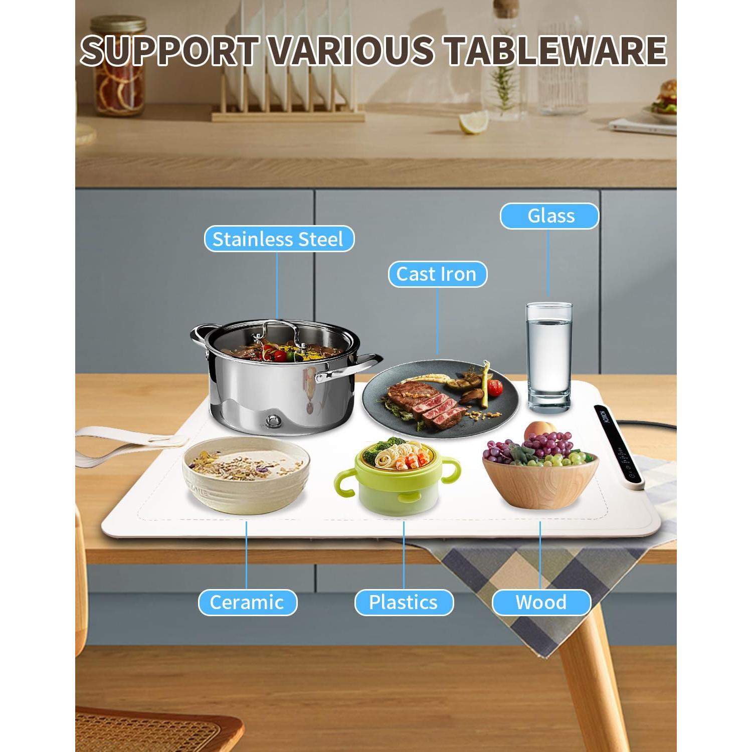 Alfombrilla Calentadora de Comida KOUCOE 60x40cm Ajustable