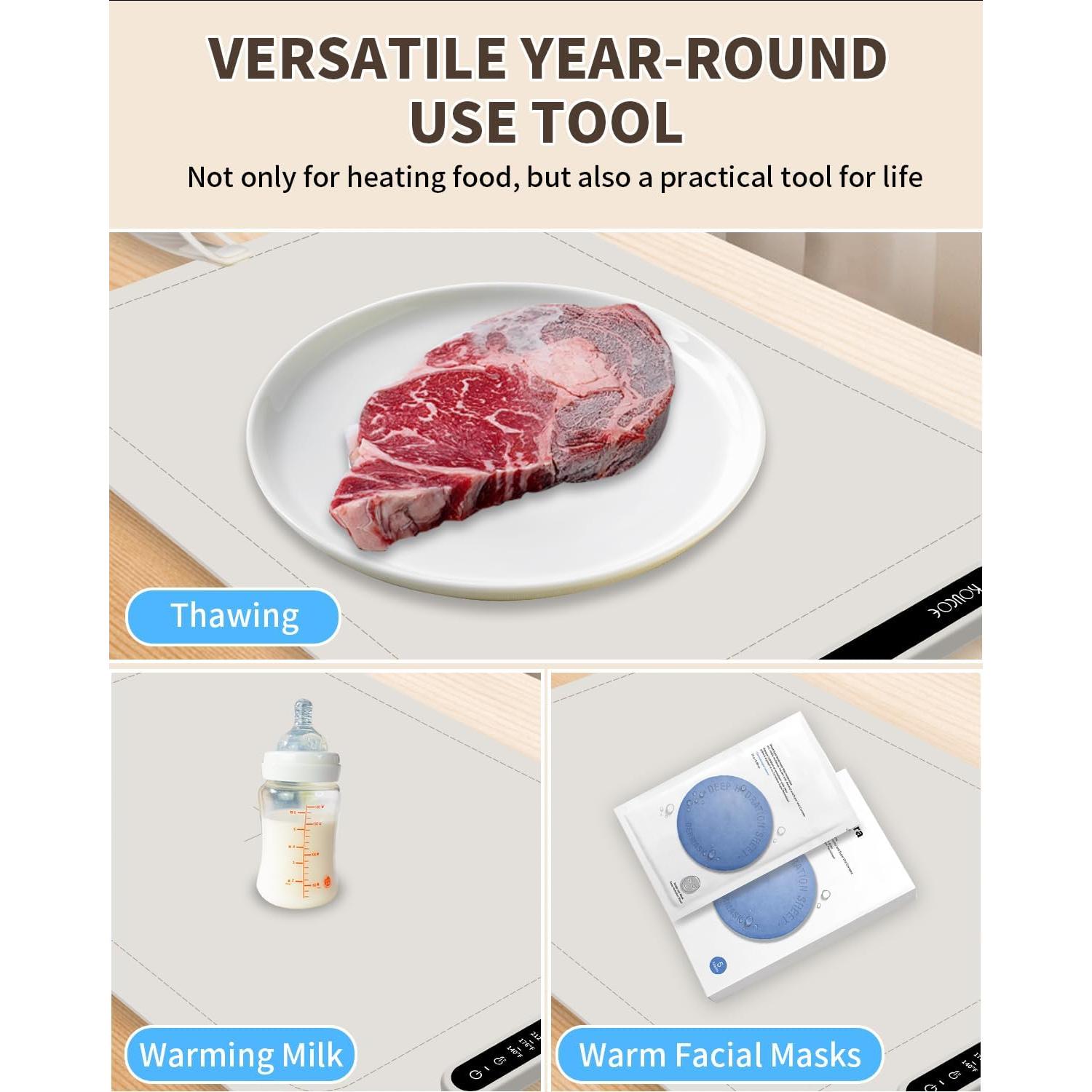 Alfombrilla Calentadora de Comida KOUCOE 60x40cm Ajustable