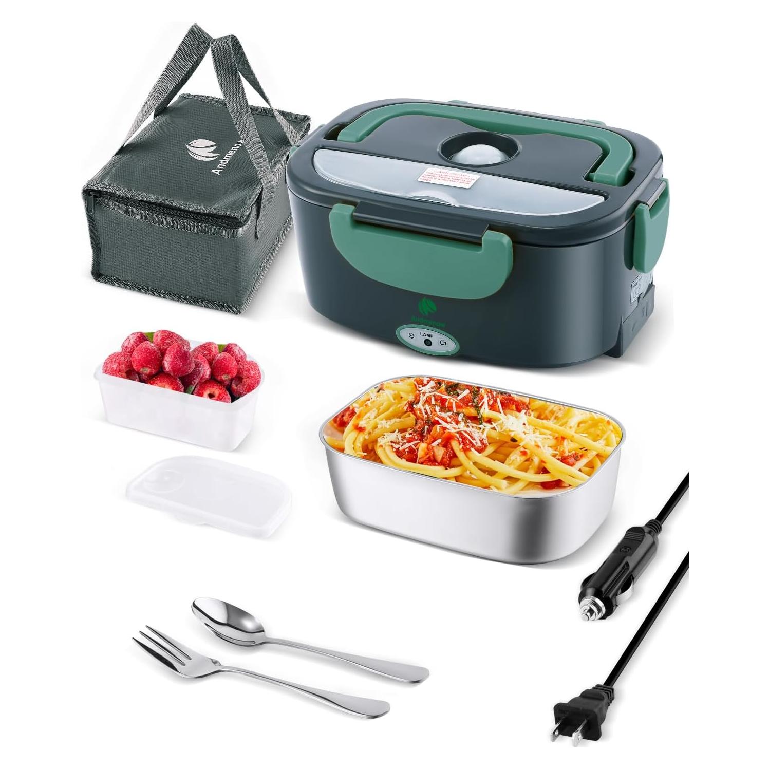 Caja de Almuerzo Eléctrica Andmenow 1.5L Verde Gris 80W
