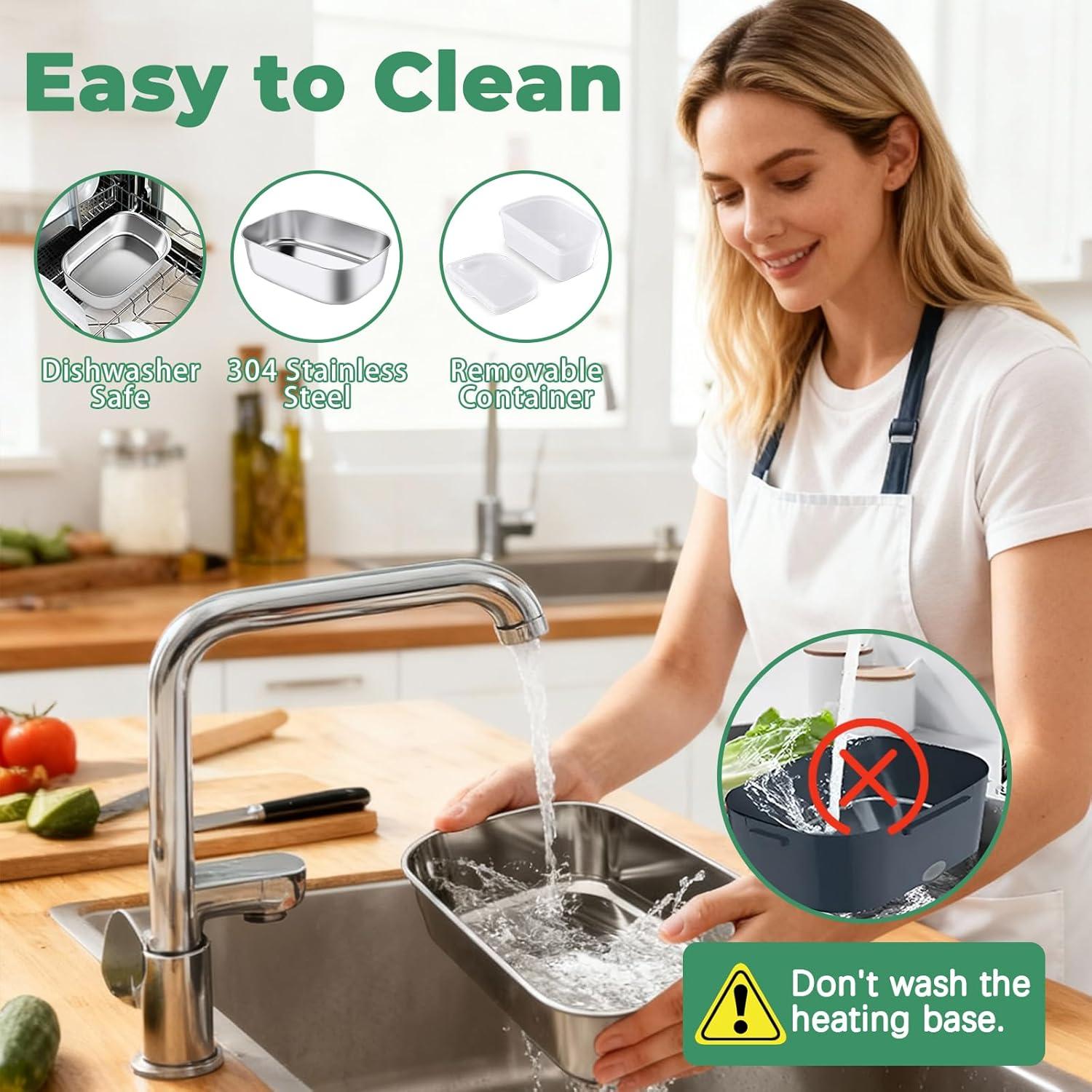 Caja de Almuerzo Eléctrica Andmenow 1.5L Verde Gris 80W