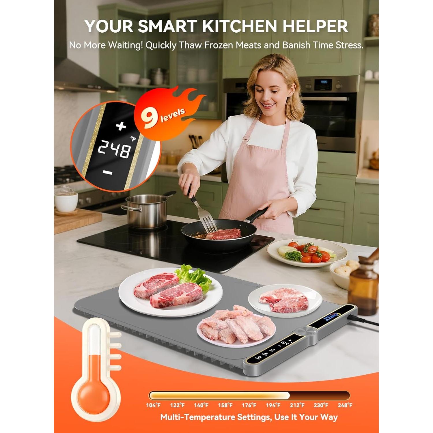 Alfombrilla Calentadora de Comida ZHITTHOME 330W 9 Modos 38x58cm