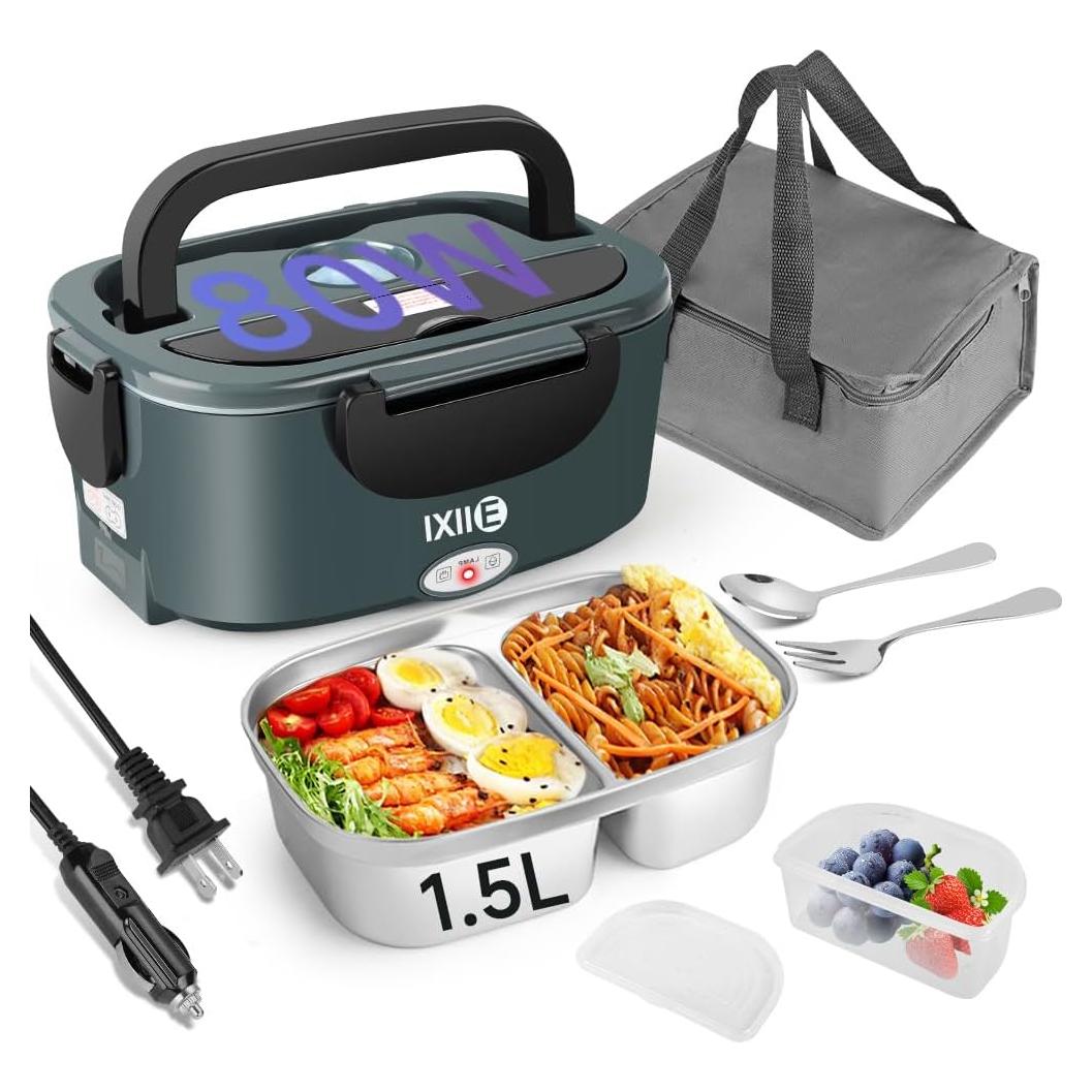 Caja de Almuerzo Eléctrica IXIIE 80W 1.5L Doble Compartimento