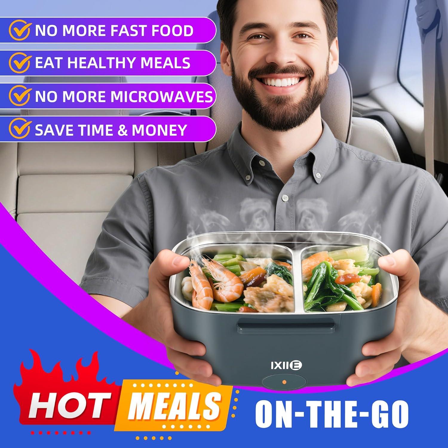 Caja de Almuerzo Eléctrica IXIIE 80W 1.5L Doble Compartimento