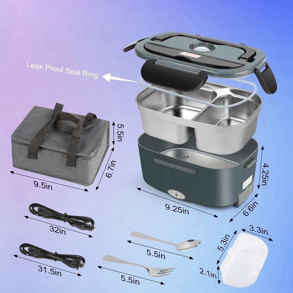 Caja de Almuerzo Eléctrica IXIIE 80W 1.5L Doble Compartimento