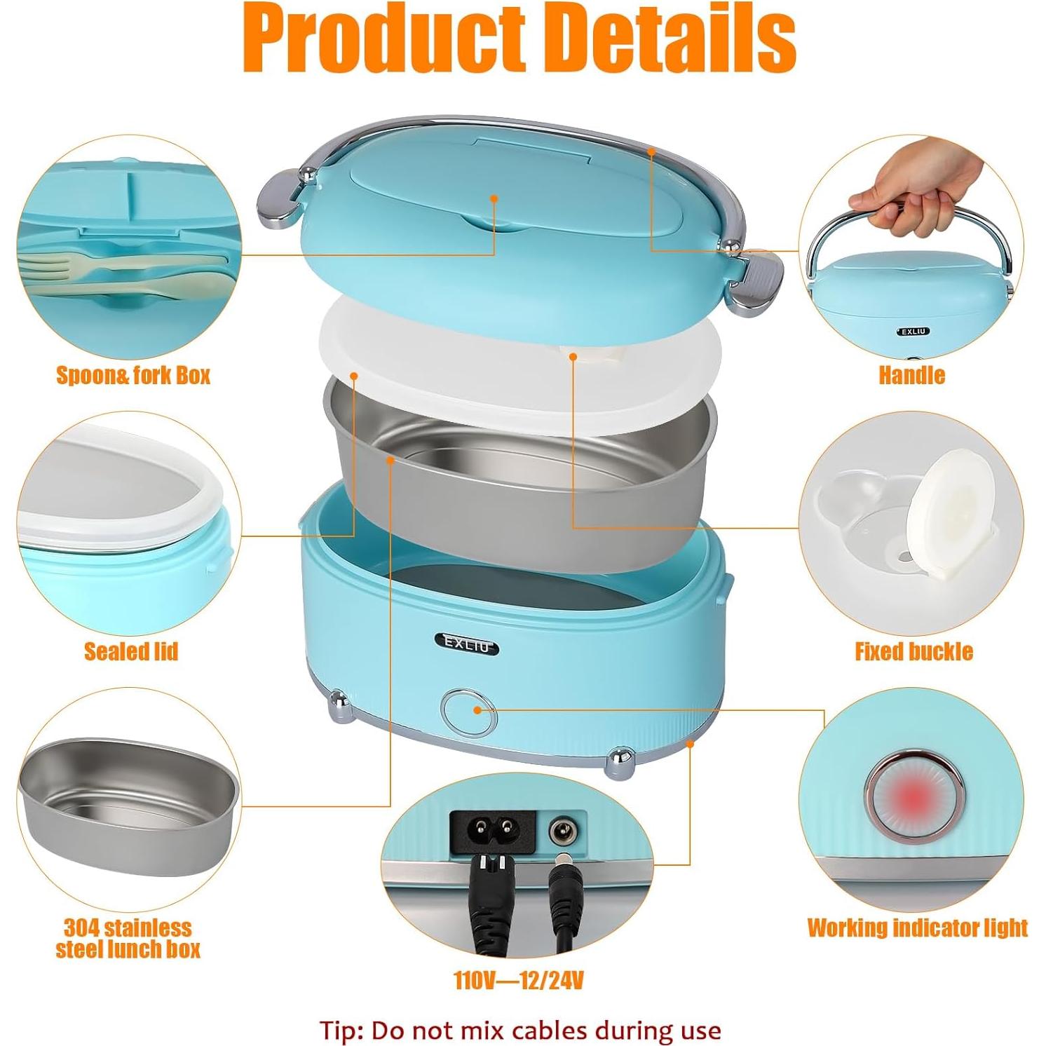 Calentador de Almuerzo Eléctrico Exliu 1.2L 60W Azul