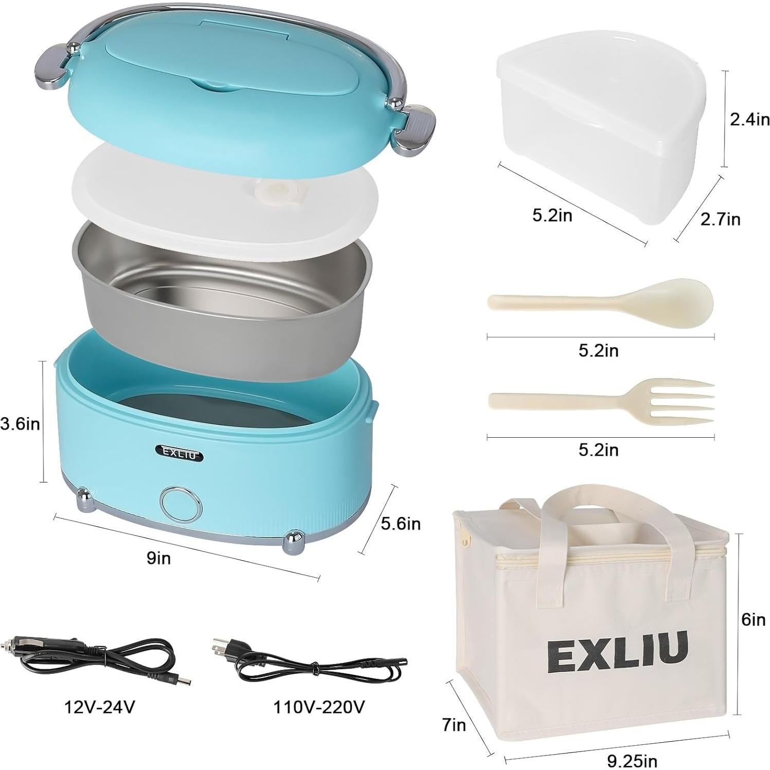 Calentador de Almuerzo Eléctrico Exliu 1.2L 60W Azul