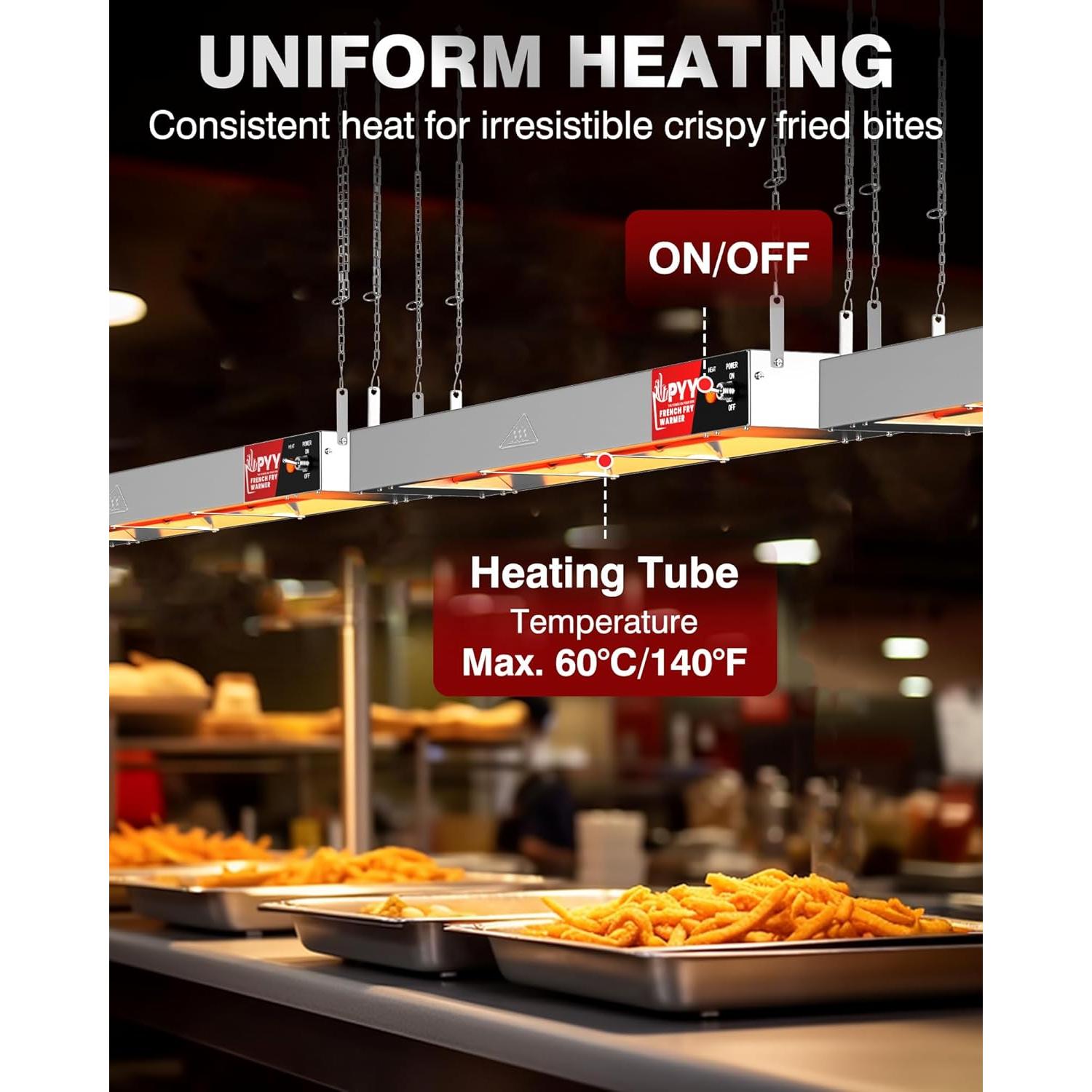 Lámpara de Calor PYY 91 cm 500W Acero Inoxidable Buffet