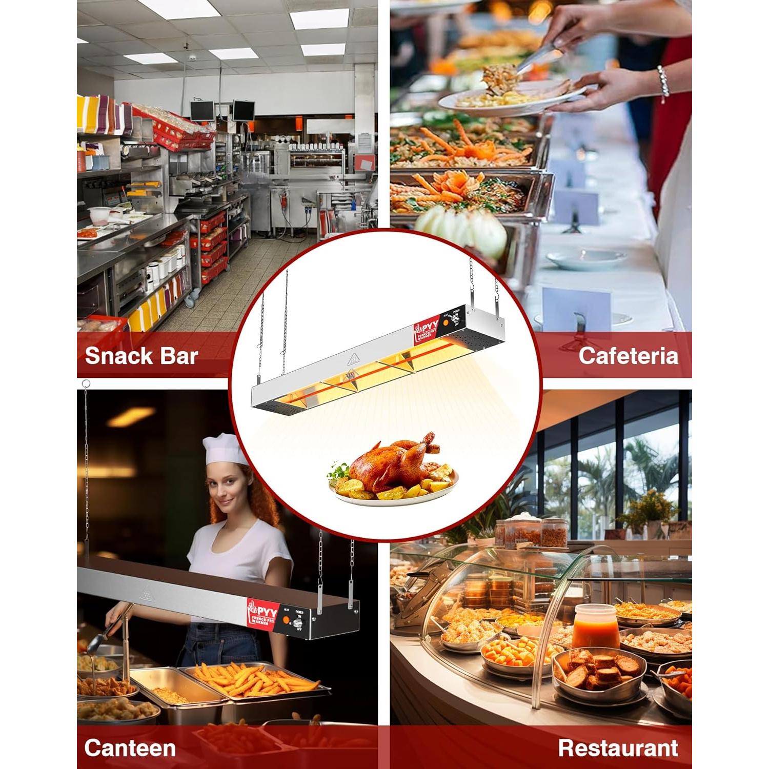 Lámpara de Calor PYY 91 cm 500W Acero Inoxidable Buffet