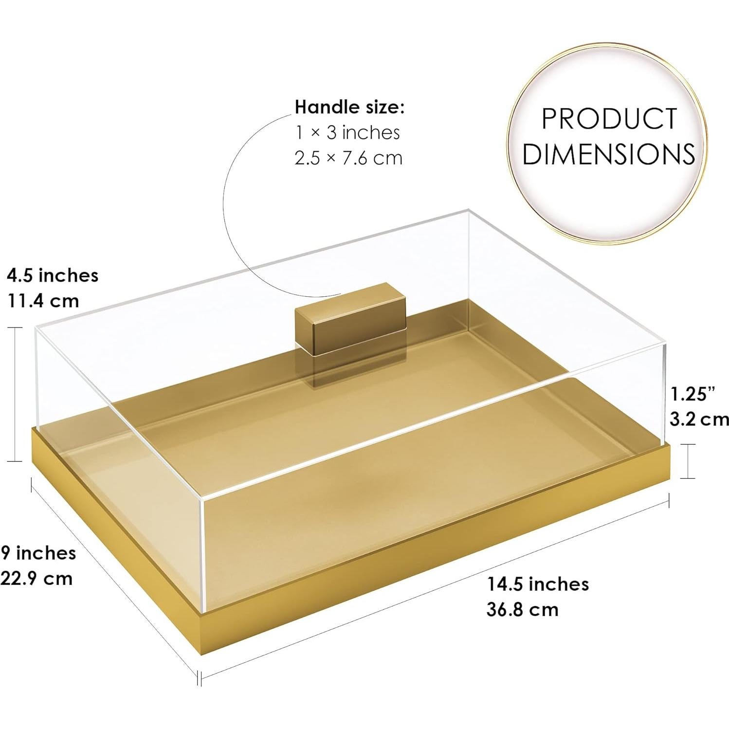 Soporte para Pastel Acrílico Elavain Rectangular Dorado 36.83x24.13cm