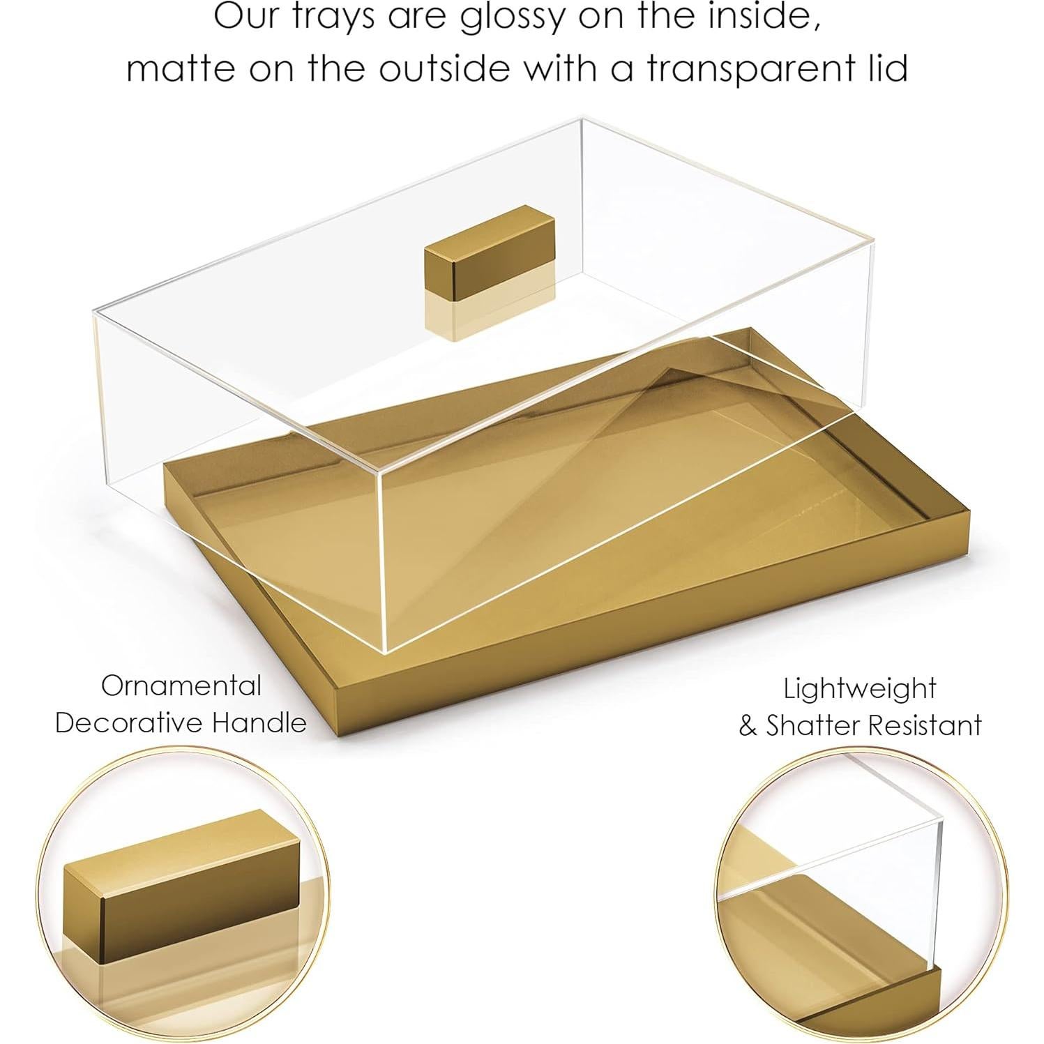 Soporte para Pastel Acrílico Elavain Rectangular Dorado 36.83x24.13cm