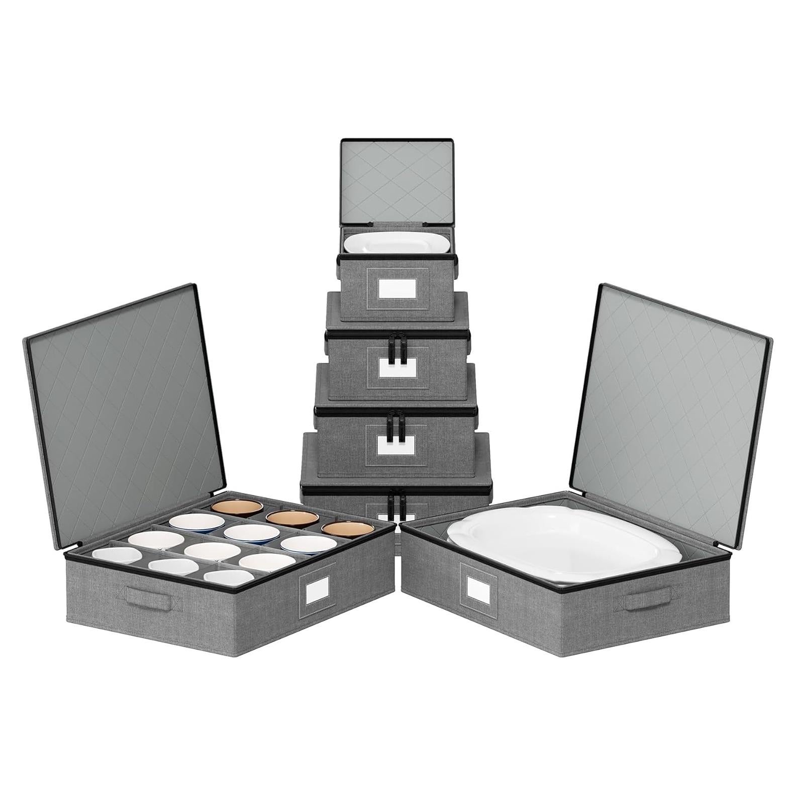 Contenedores de Almacenamiento SpaceAid 6 Piezas Apilables Gris