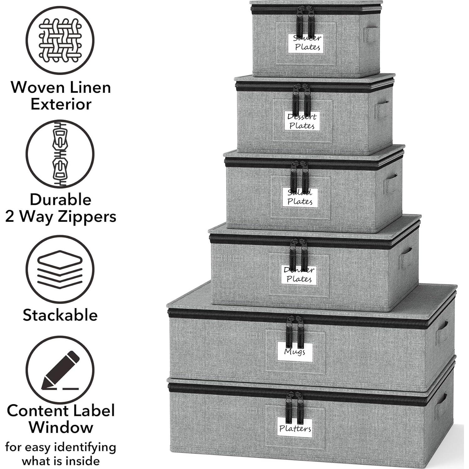 Contenedores de Almacenamiento SpaceAid 6 Piezas Apilables Gris
