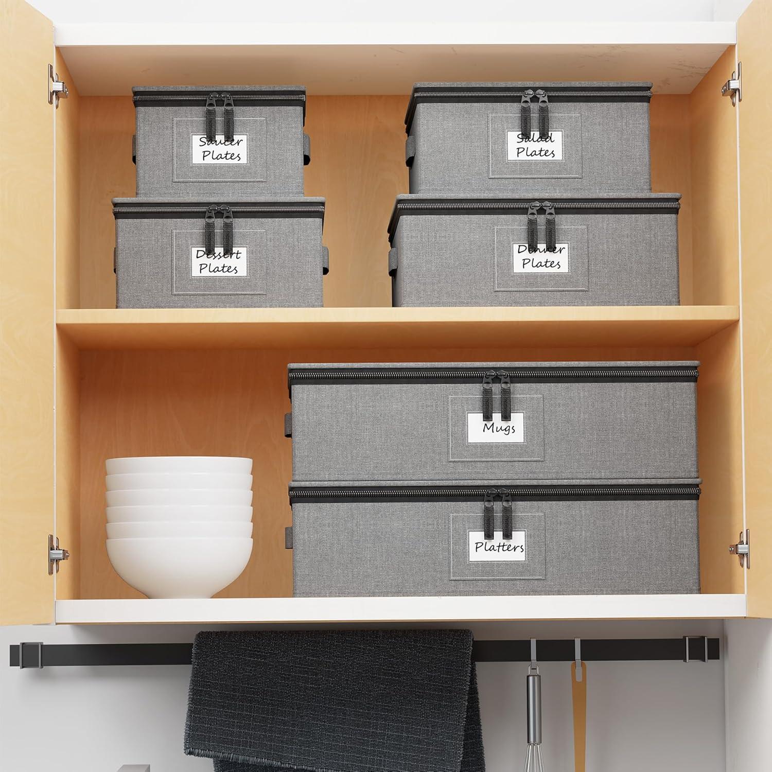 Contenedores de Almacenamiento SpaceAid 6 Piezas Apilables Gris