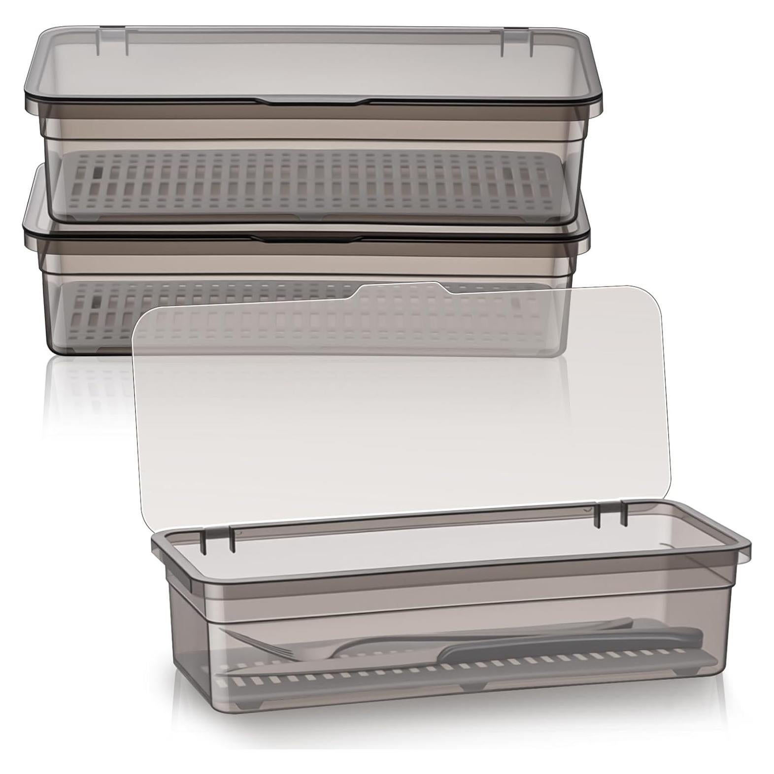 Organizador de Cubiertos Remerry 3 Pcs con Tapa y Drenaje