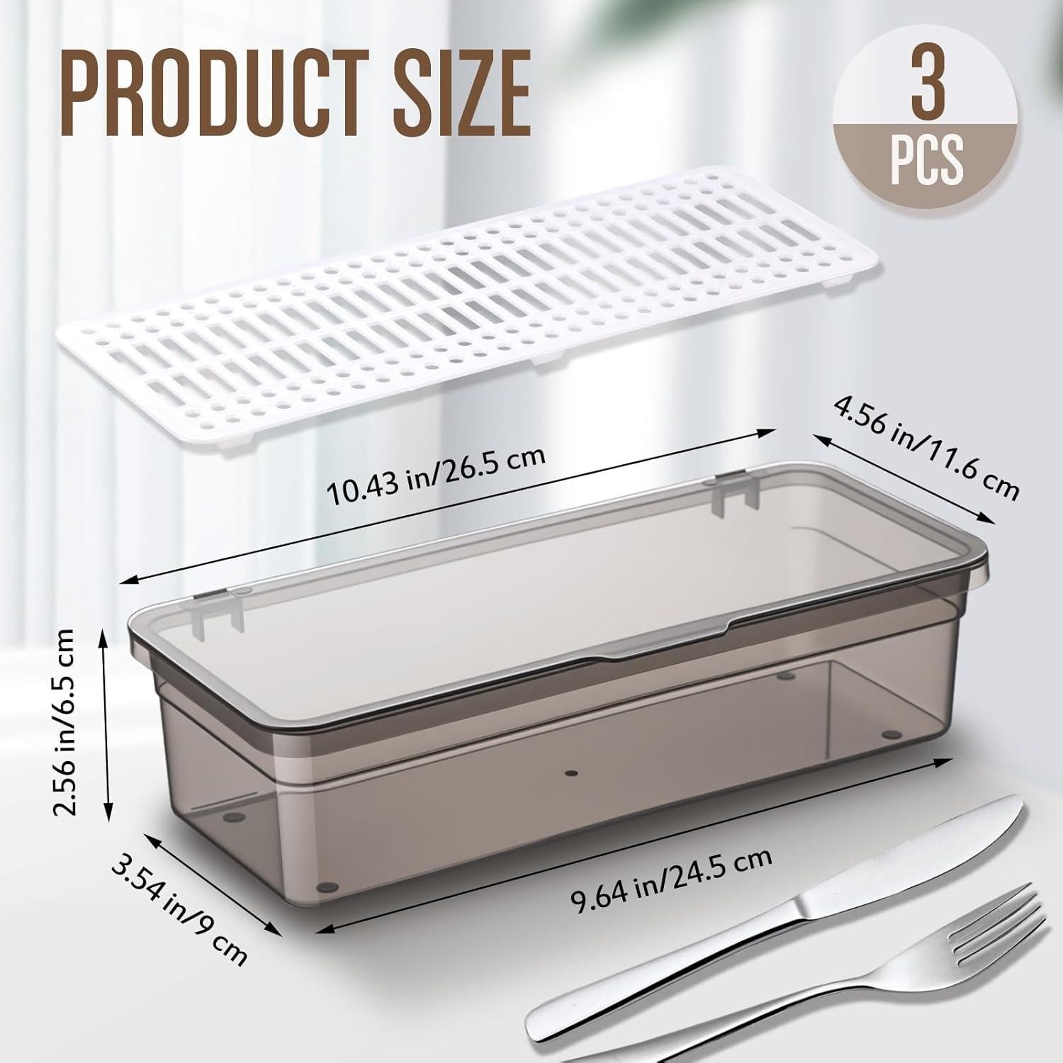 Organizador de Cubiertos Remerry 3 Pcs con Tapa y Drenaje