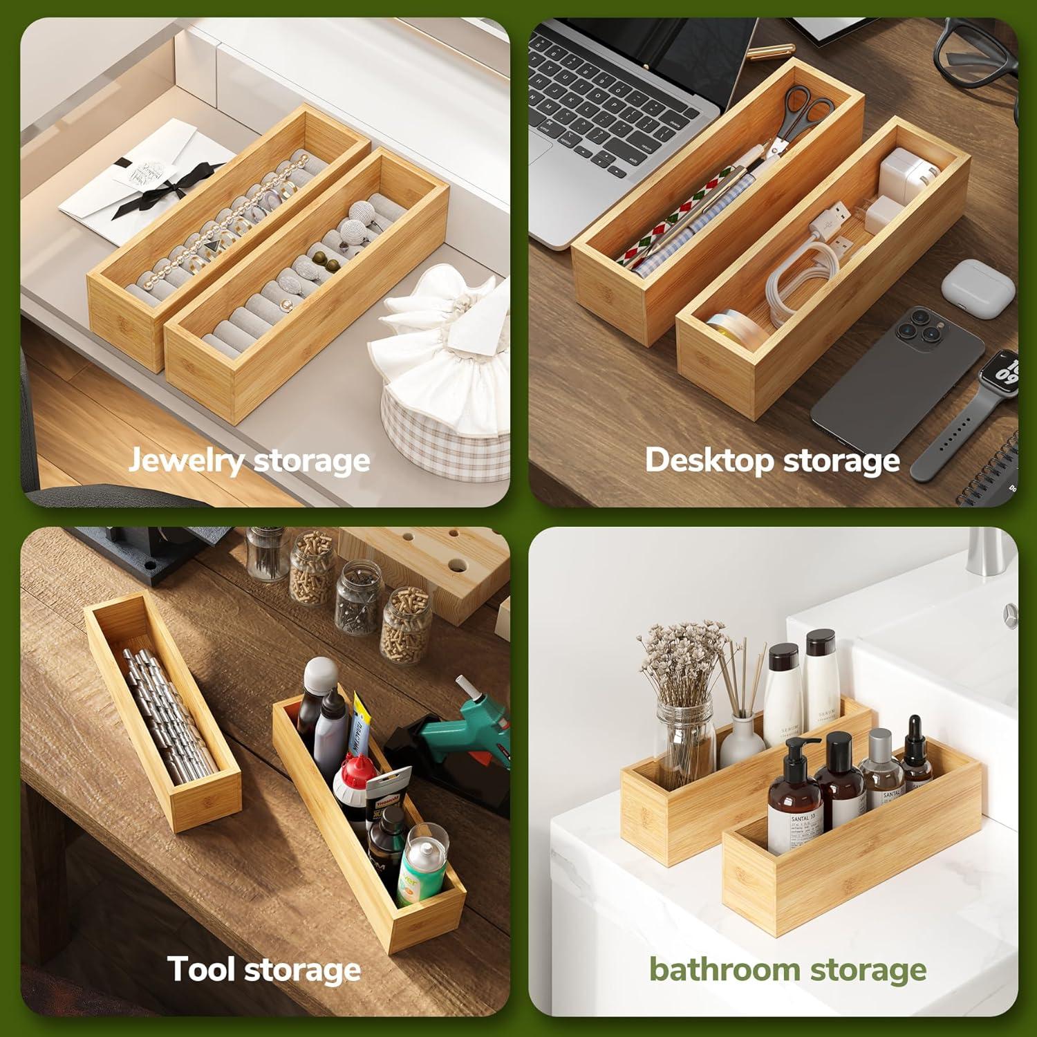 Organizador de Cajones BAMEOS de Bambú Natural - Set de 2