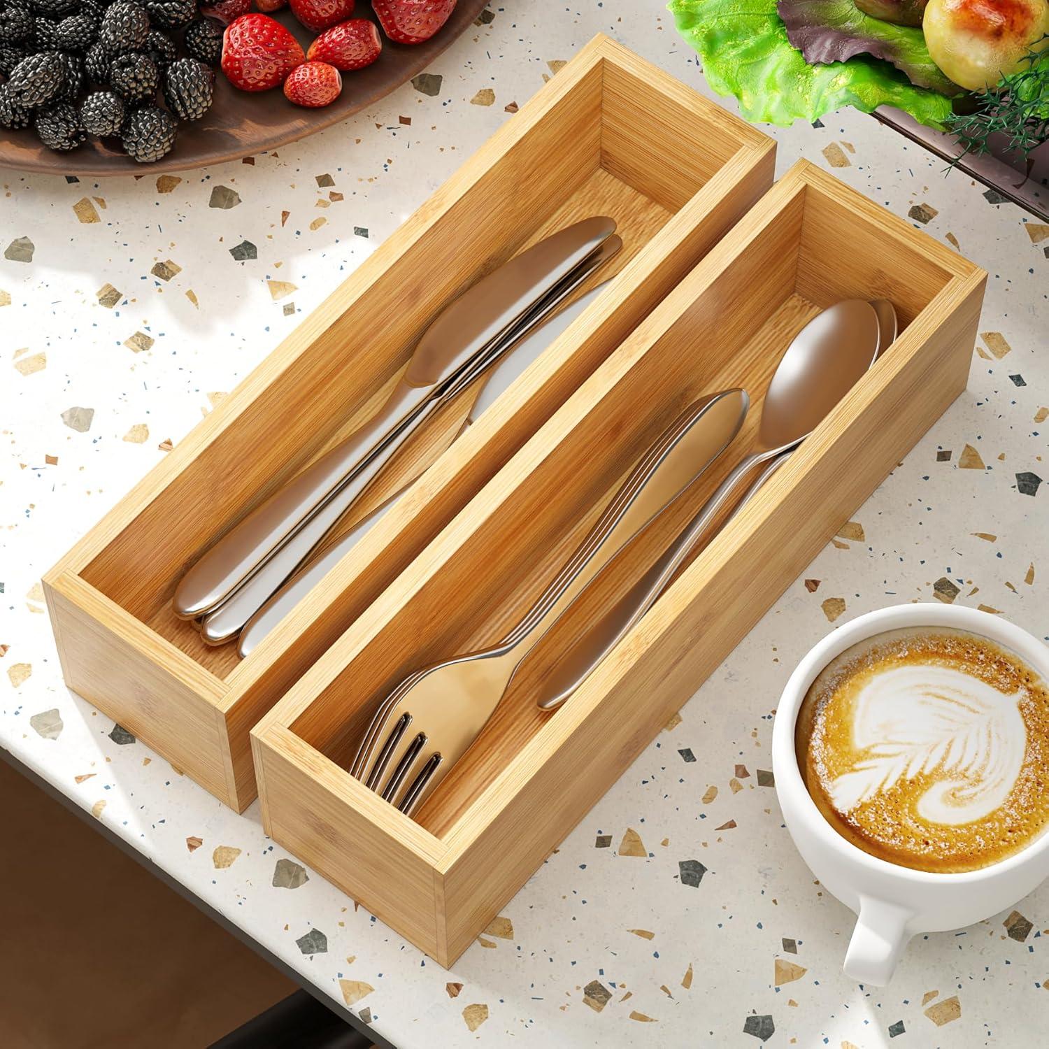 Organizador de Cajones BAMEOS de Bambú Natural - Set de 2